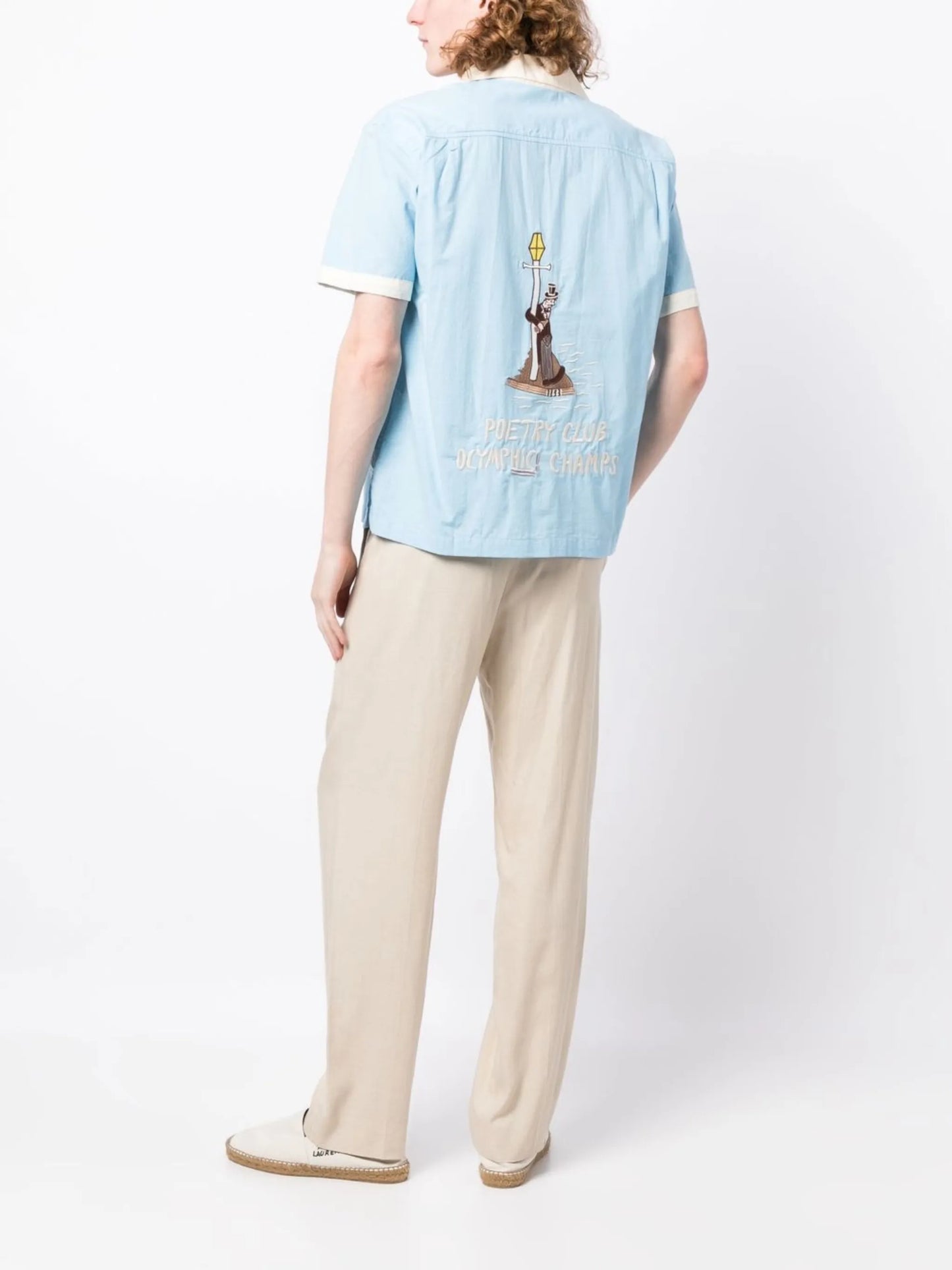 embroidered short-sleeved shirt
