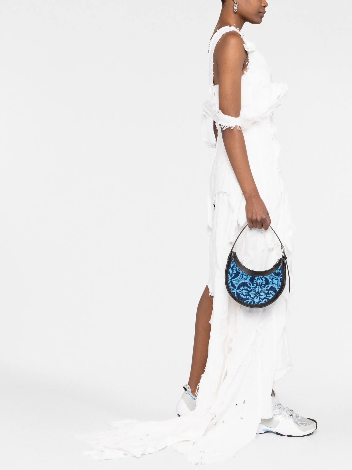 Marine floral-print shoulder bag