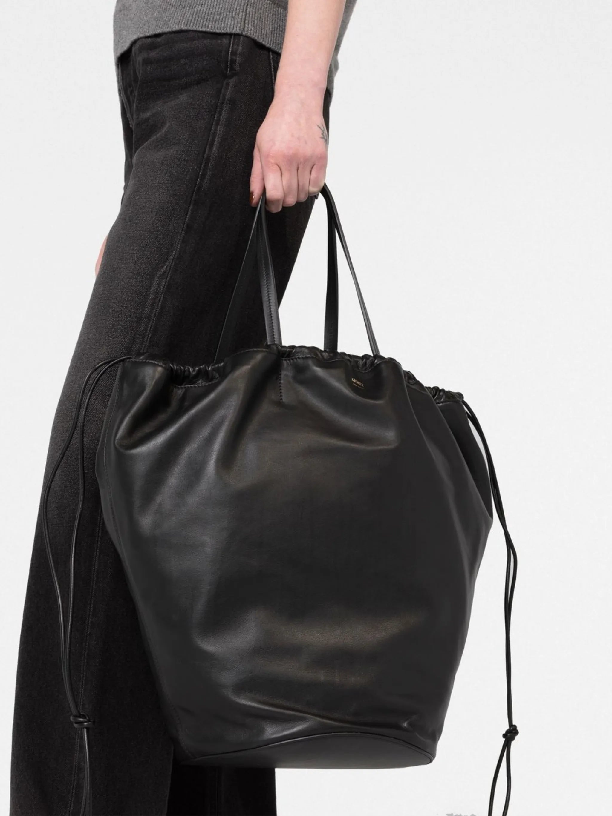 Osa leather drawstring tote bag