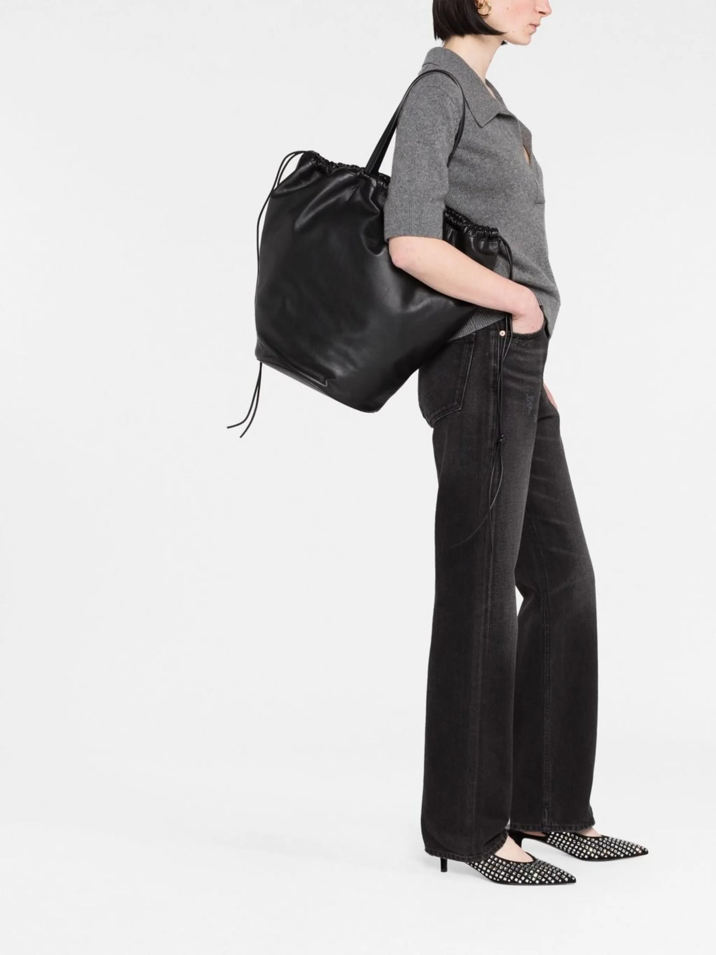 Osa leather drawstring tote bag