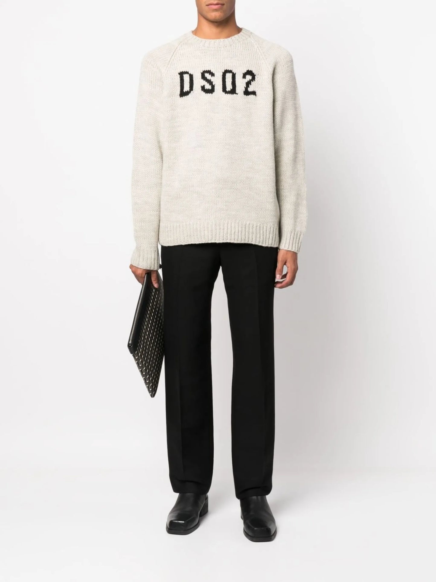 intarsia knit-logo crew neck jumper