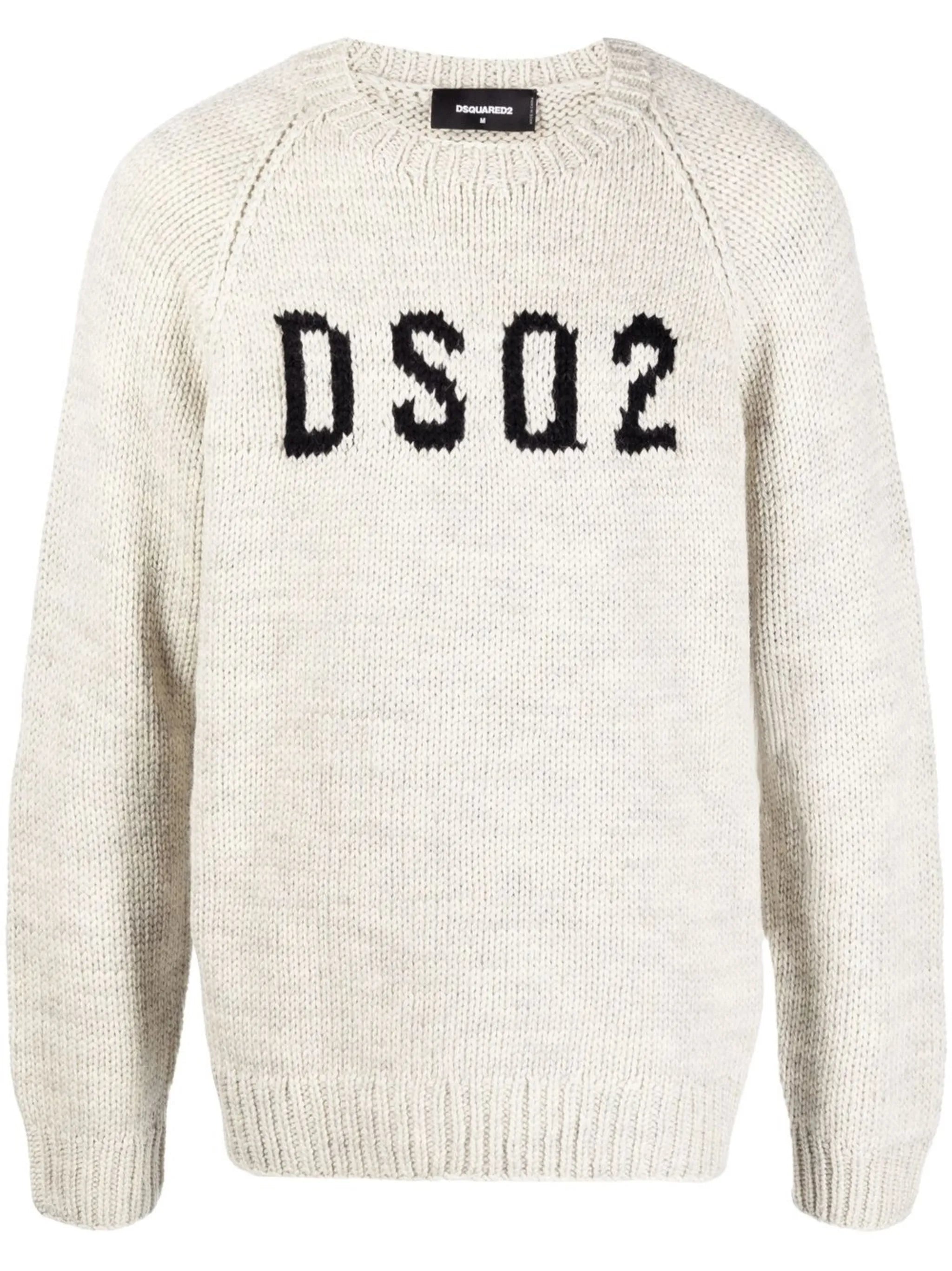 intarsia knit-logo crew neck jumper