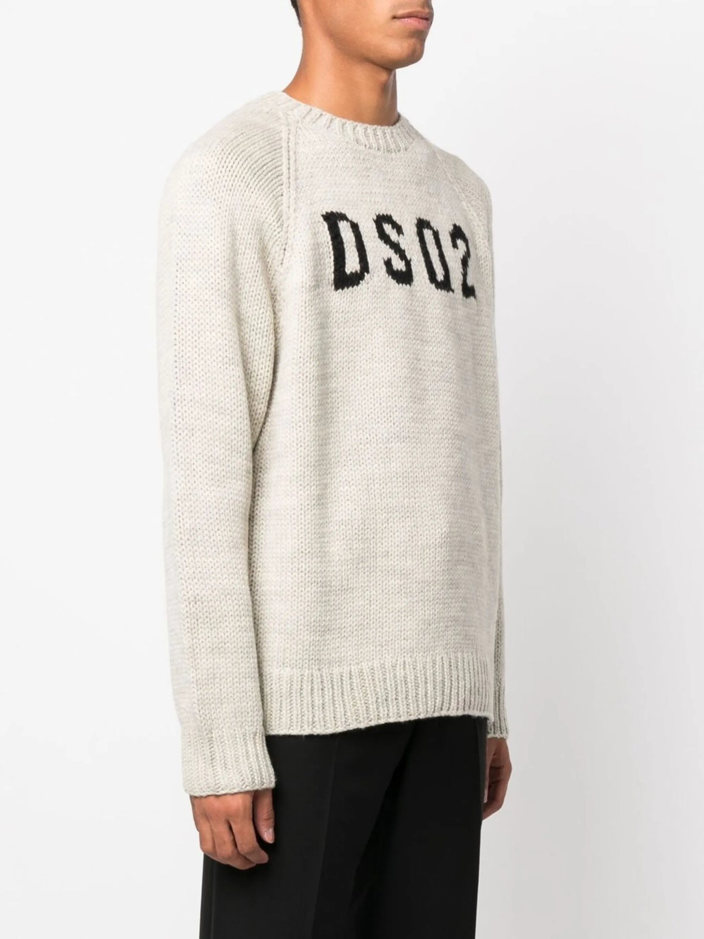 intarsia knit-logo crew neck jumper