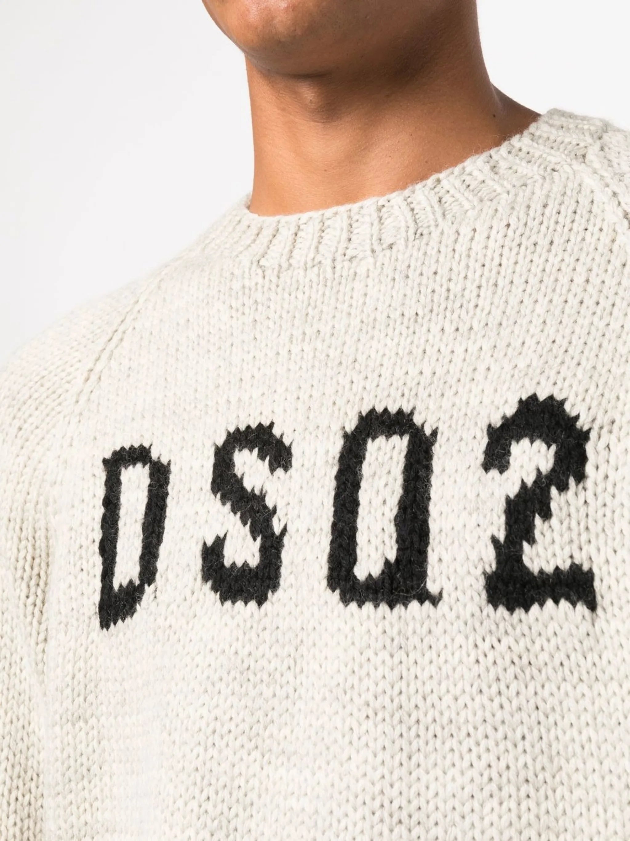 intarsia knit-logo crew neck jumper