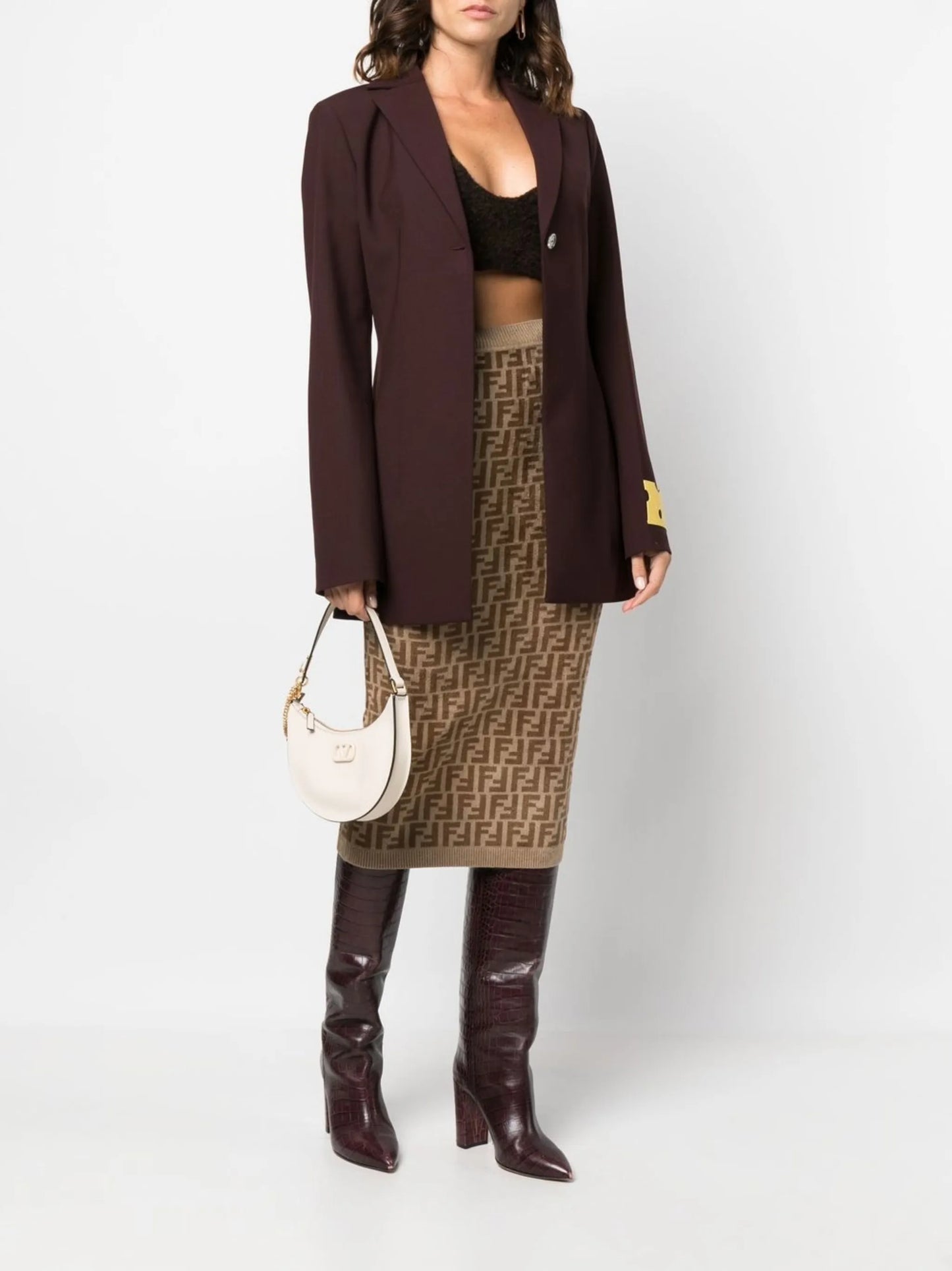 monogram-pattern midi-skirt