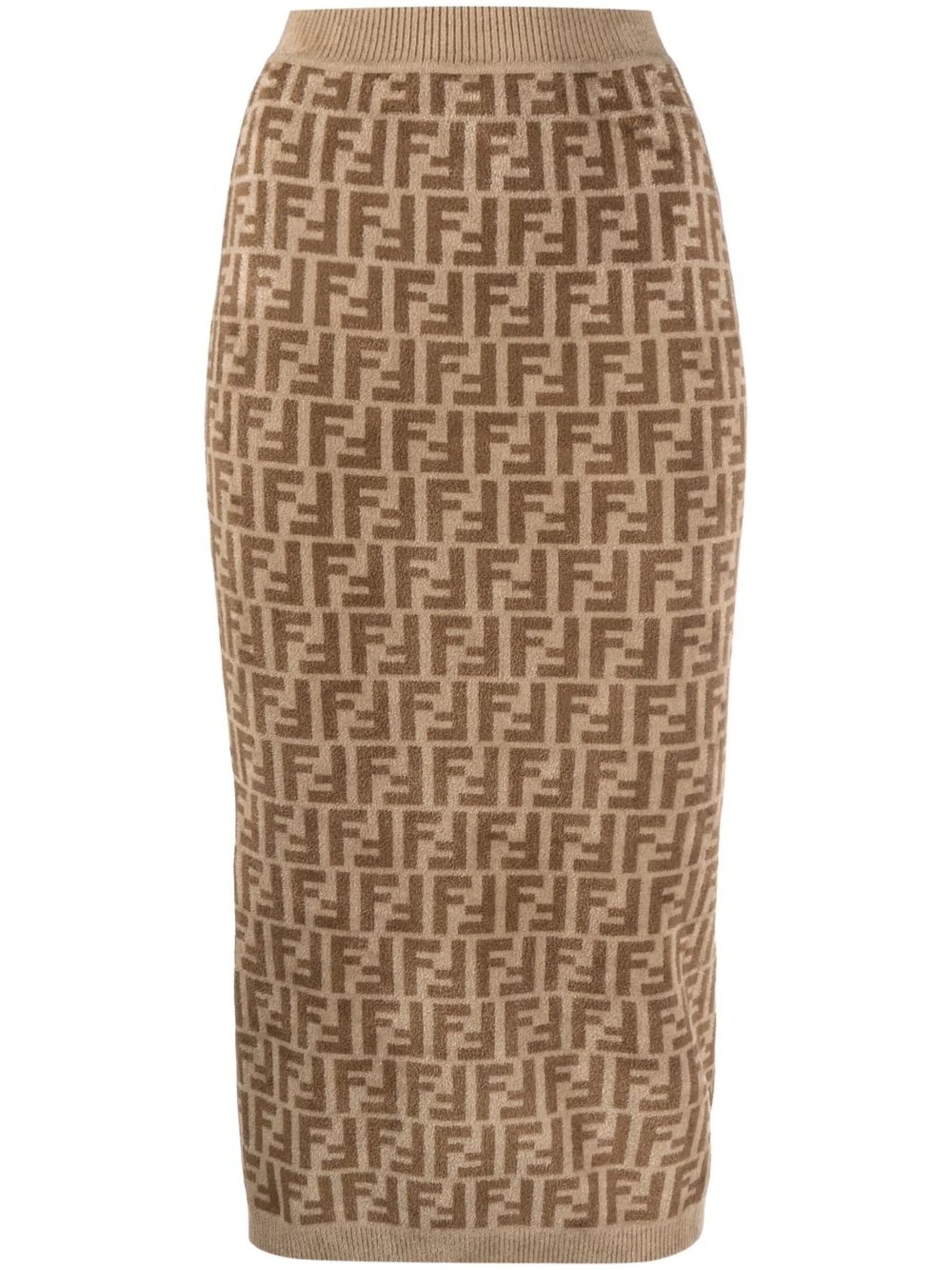 monogram-pattern midi-skirt