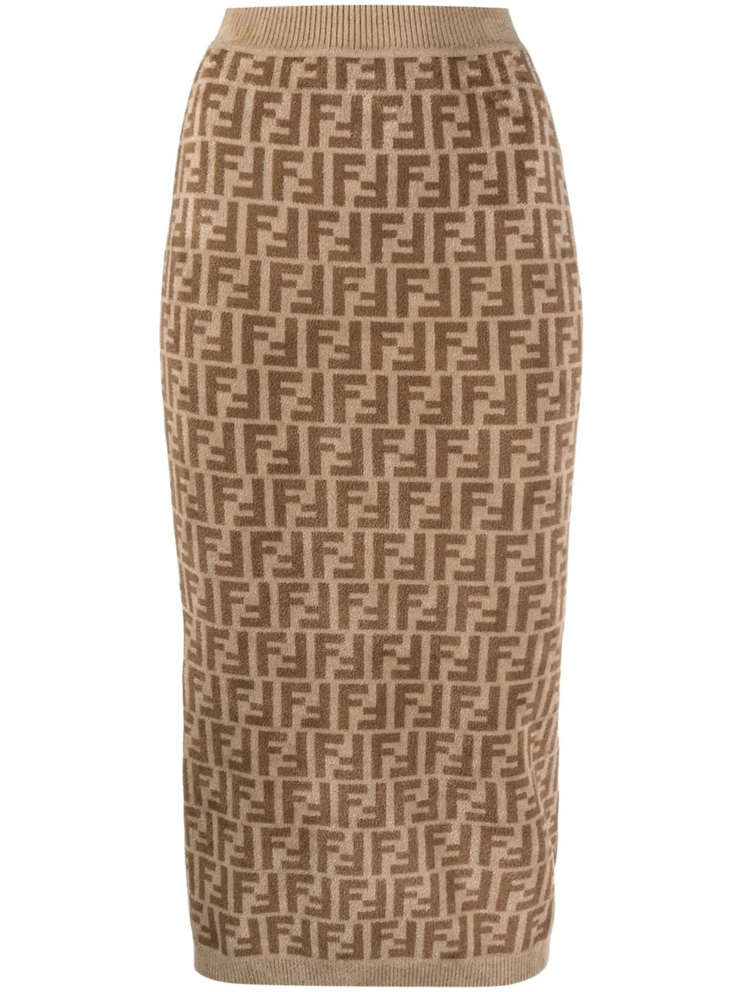 monogram-pattern midi-skirt