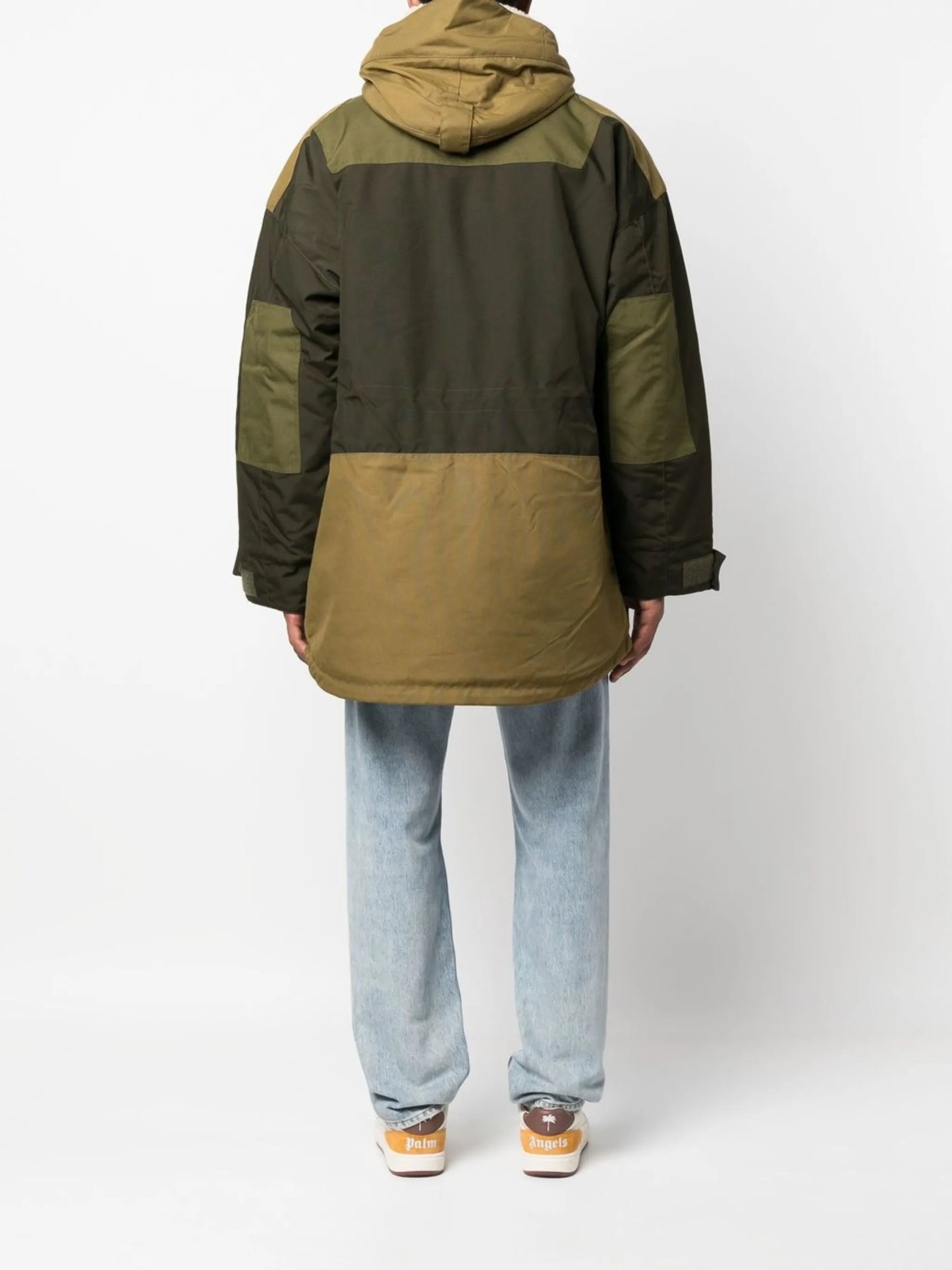 logo-print colour-block hooded jacket