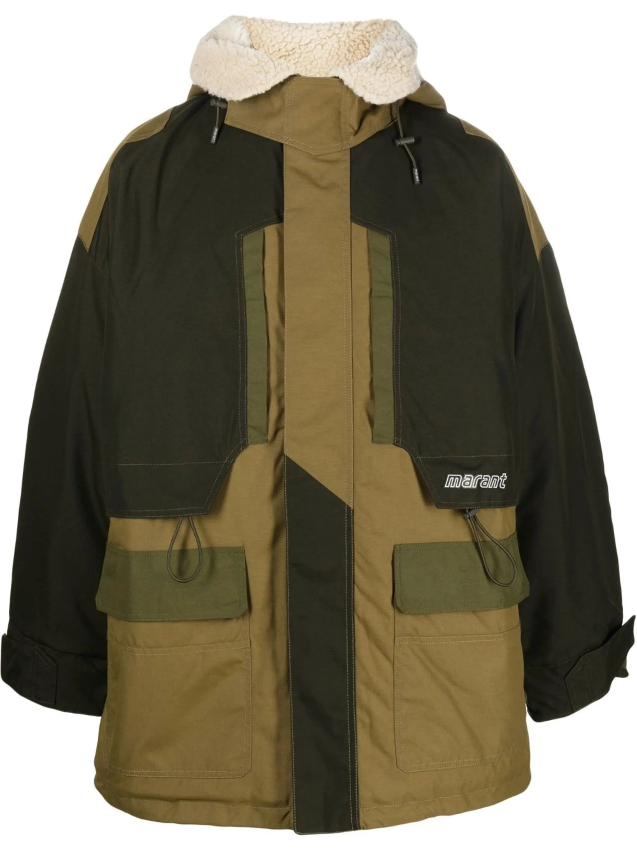 logo-print colour-block hooded jacket