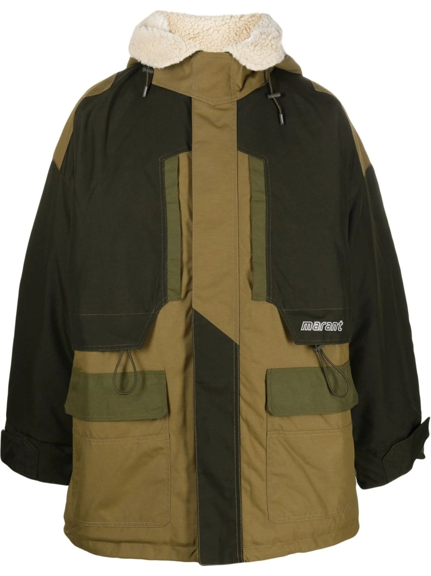 logo-print colour-block hooded jacket