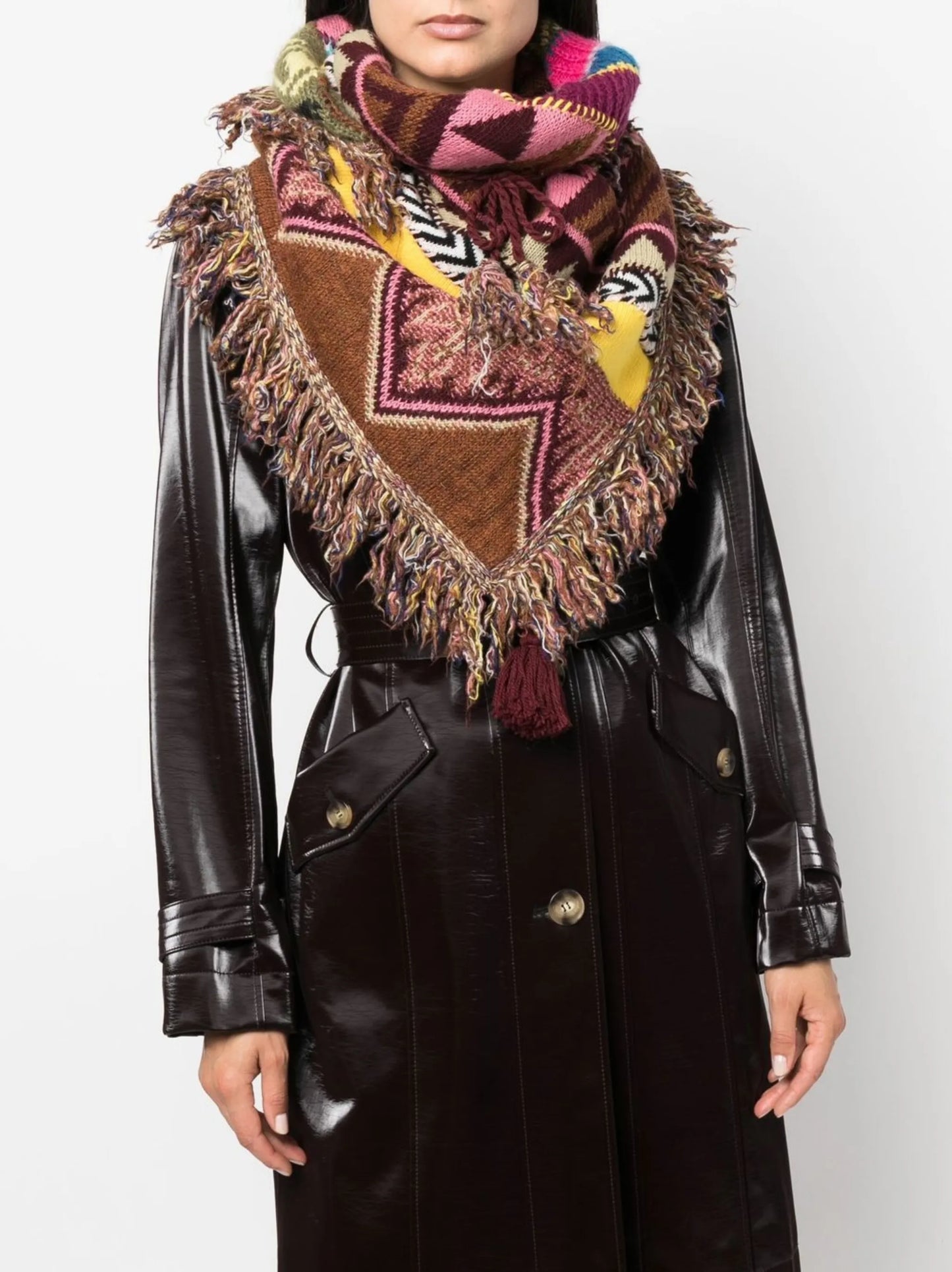 fringed patchwork scarf