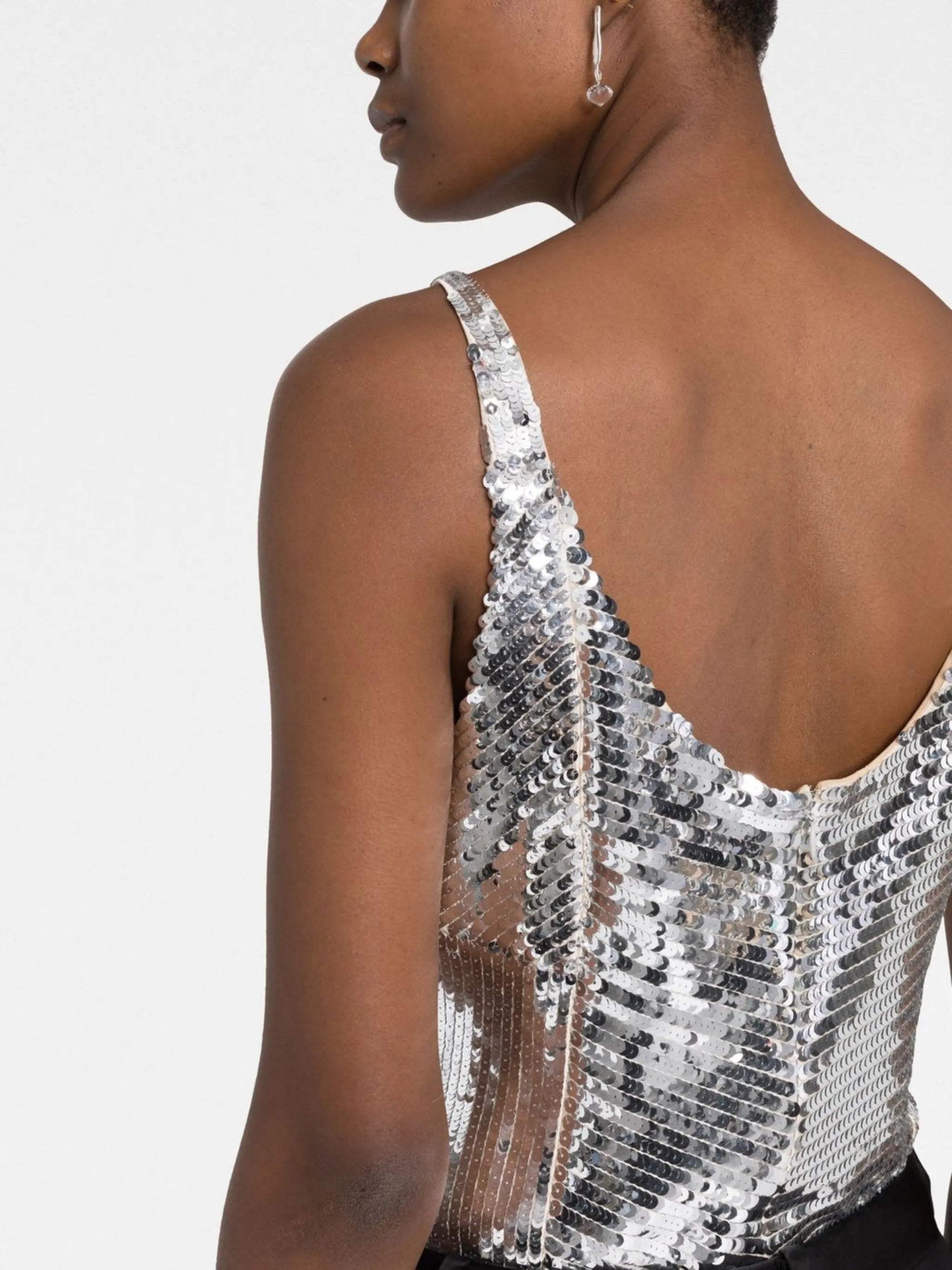 sequin-embellished sleeveless top
