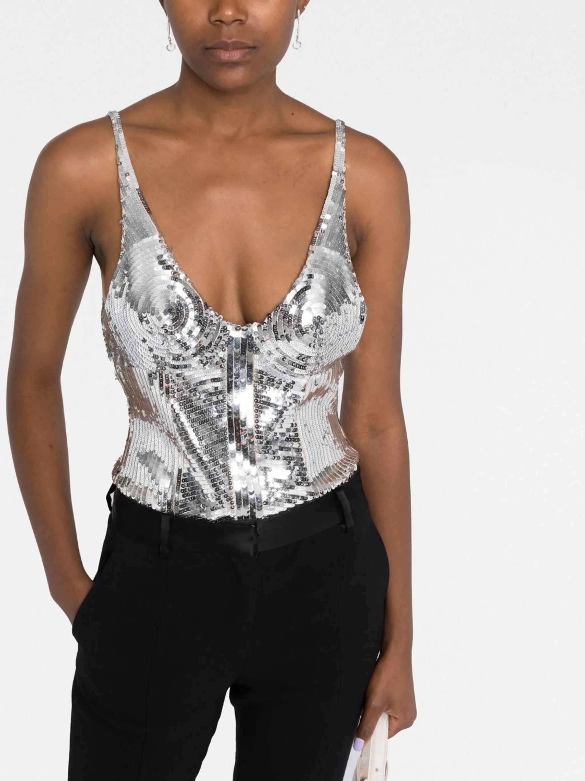 sequin-embellished sleeveless top