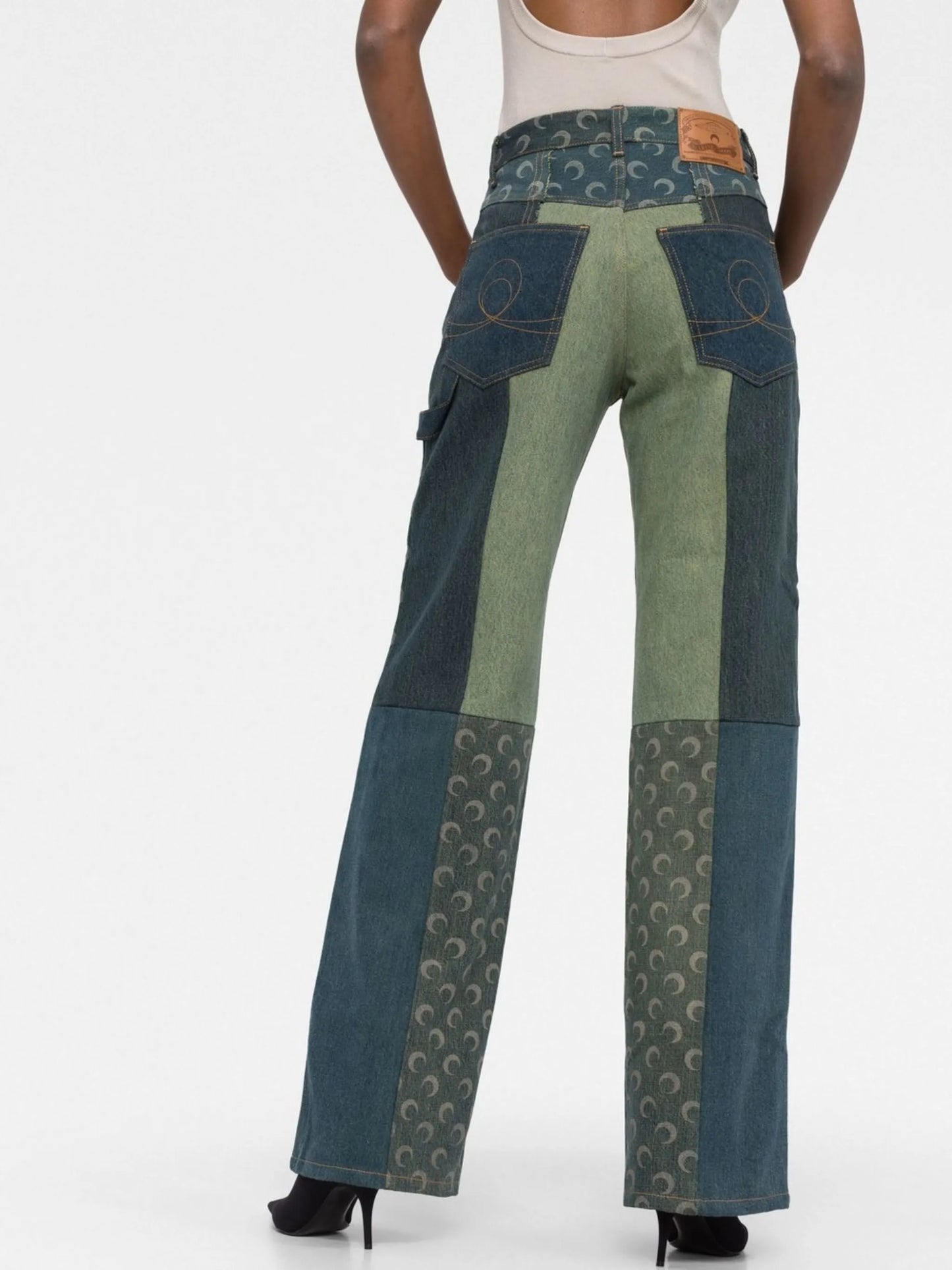 multi-panel denim jeans