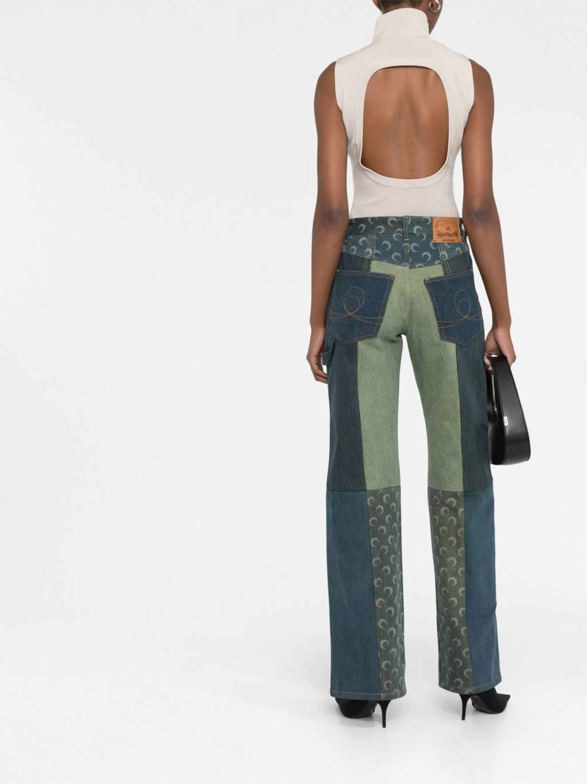 multi-panel denim jeans