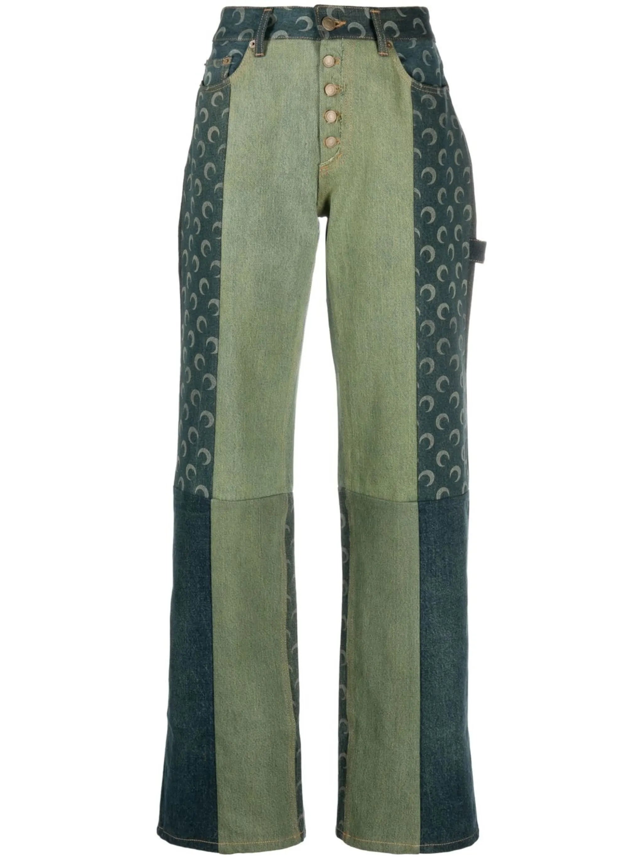multi-panel denim jeans