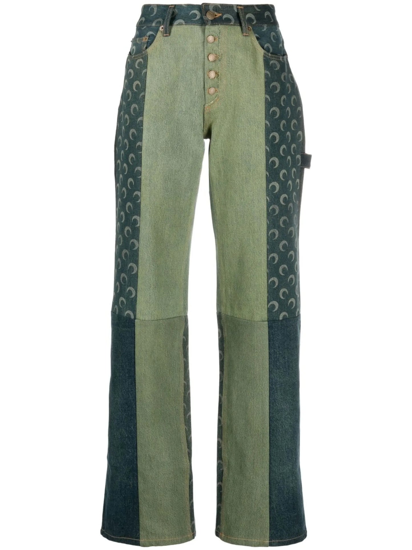 multi-panel denim jeans