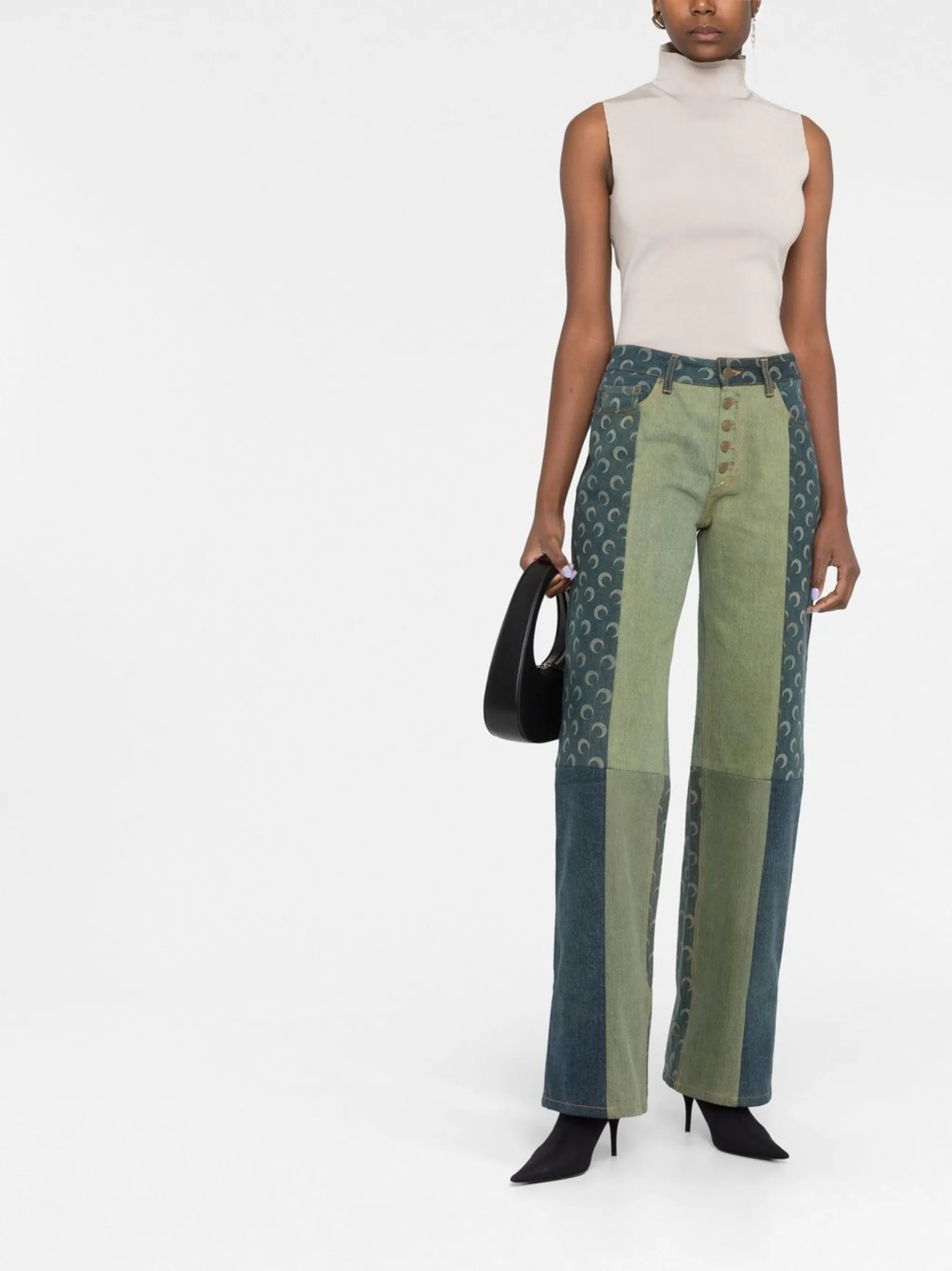 multi-panel denim jeans