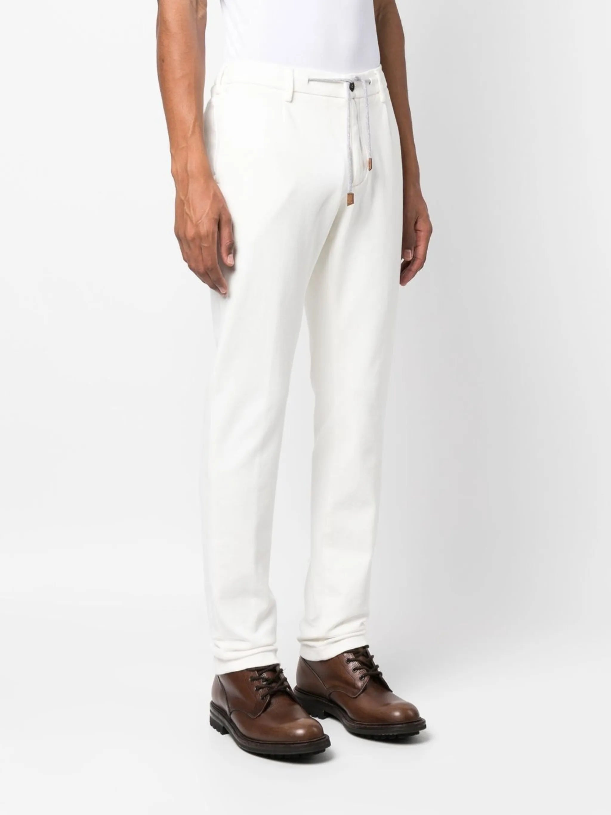 drawstring cotton tapered pants