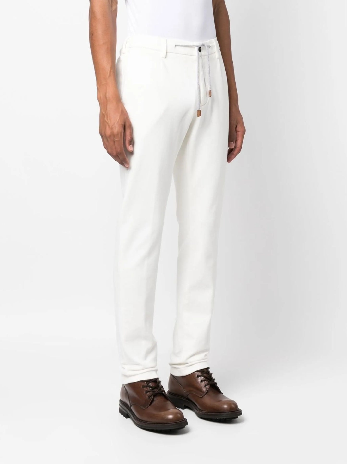 drawstring cotton tapered pants