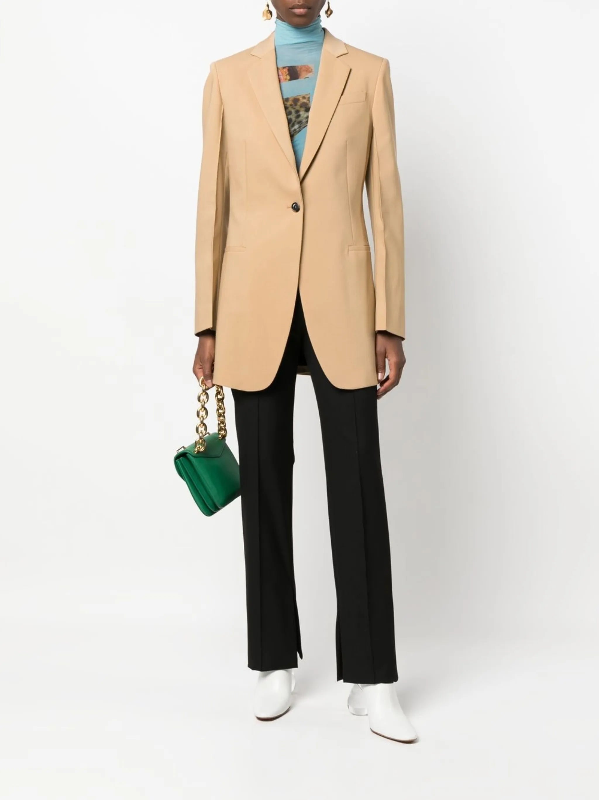 button-front tailored blazer