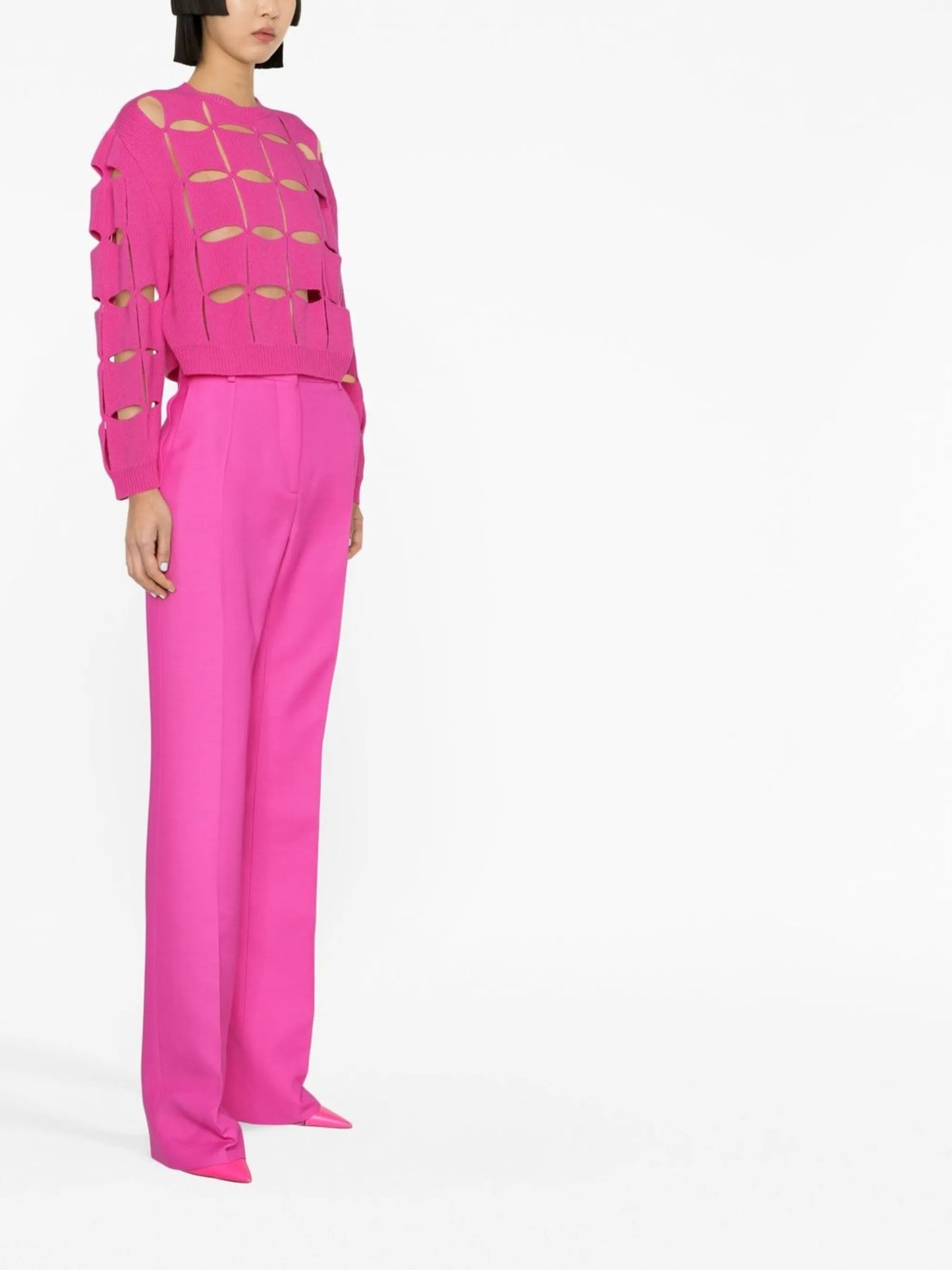 cut-out virgin wool jumper