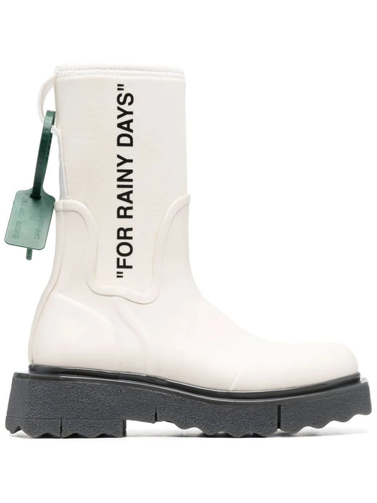 slogan-print ankle boots