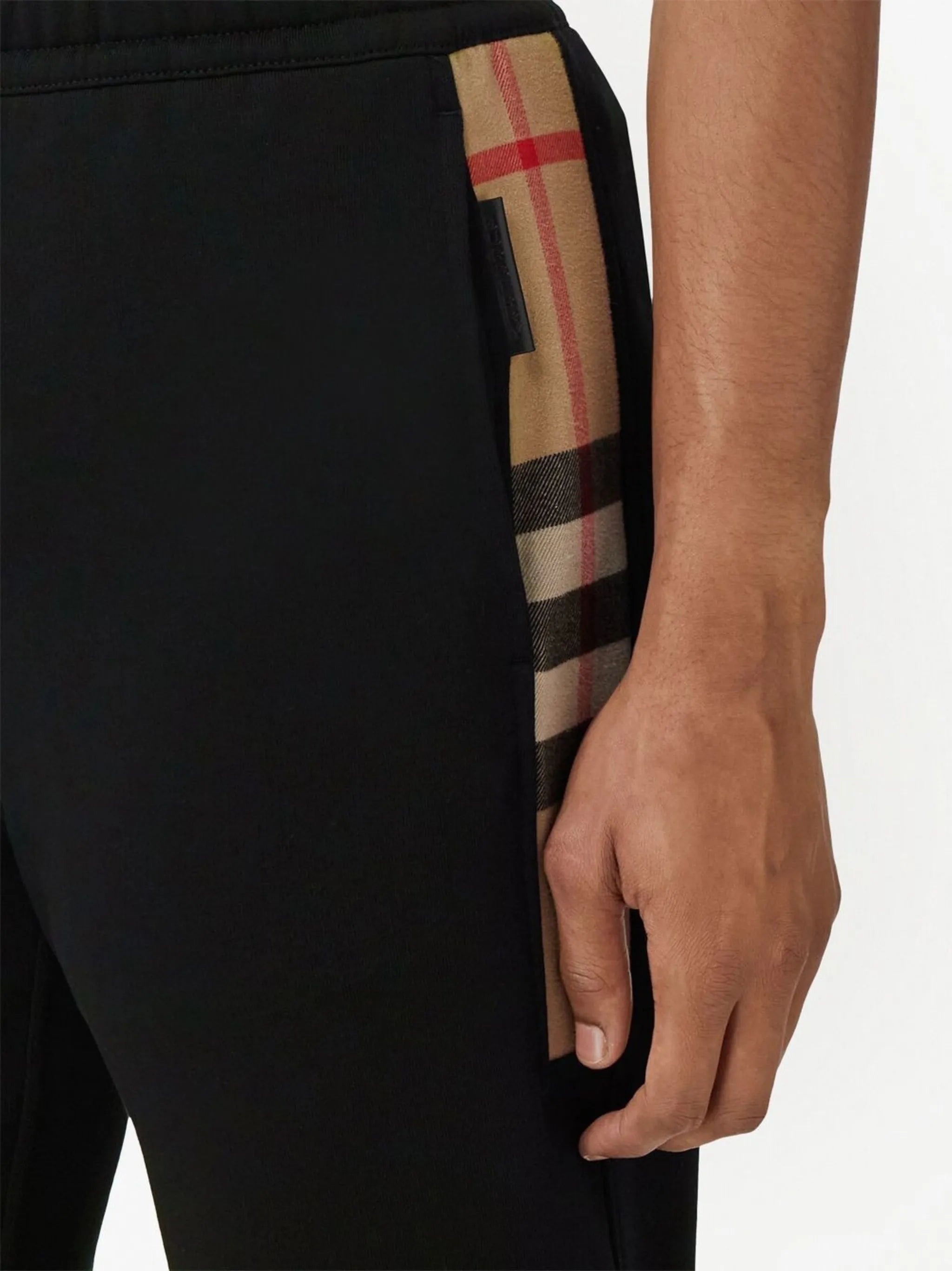 check-panelled track pants