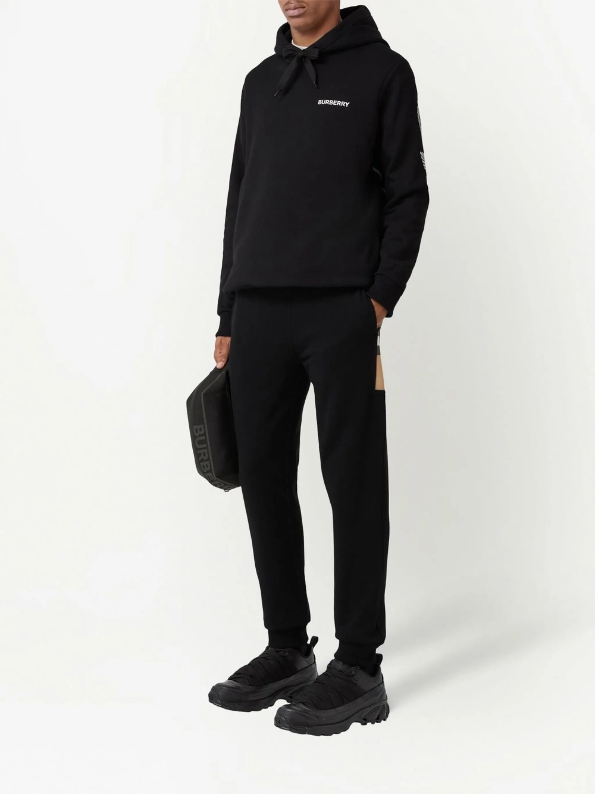 check-panelled track pants