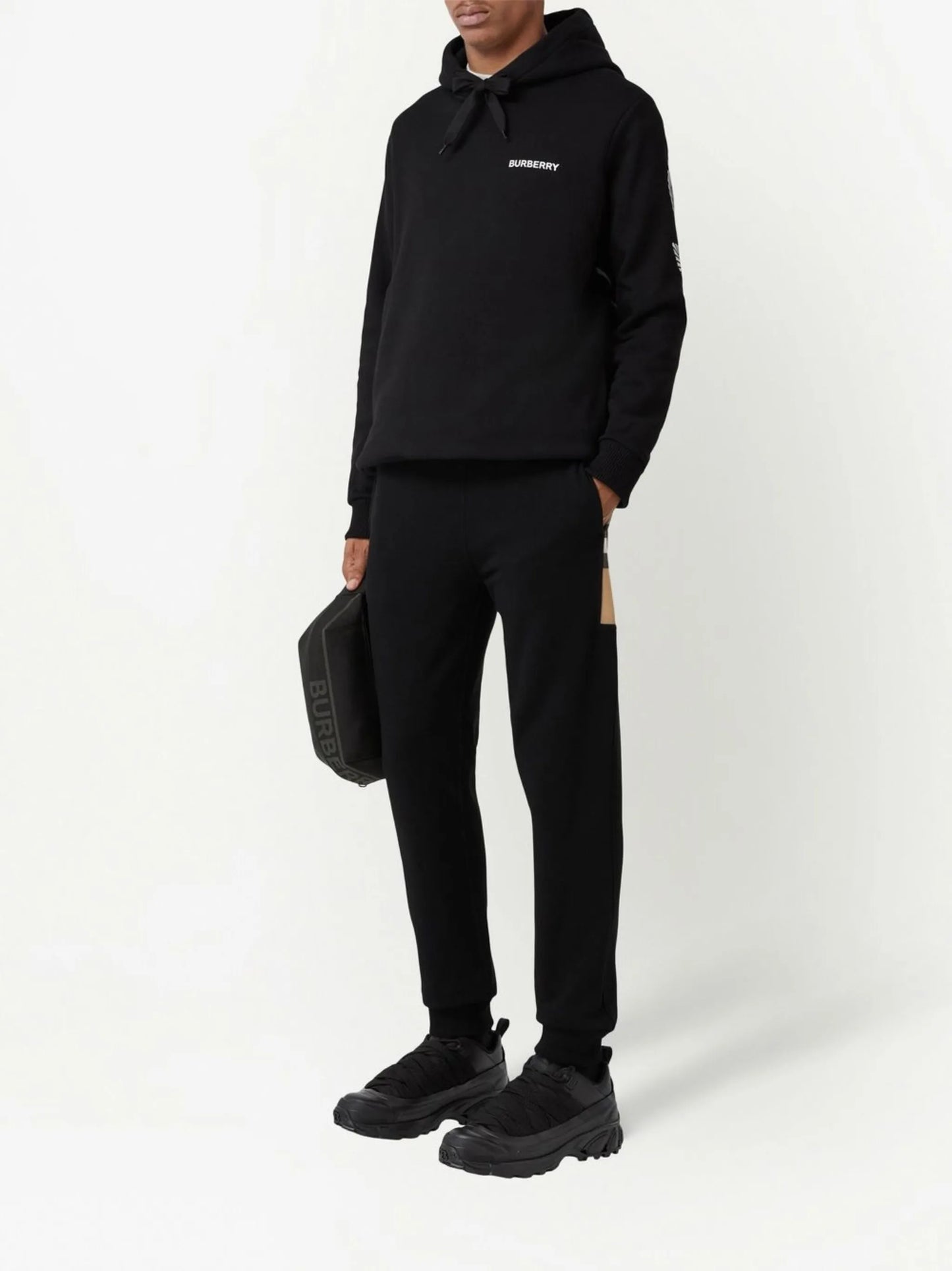 check-panelled track pants