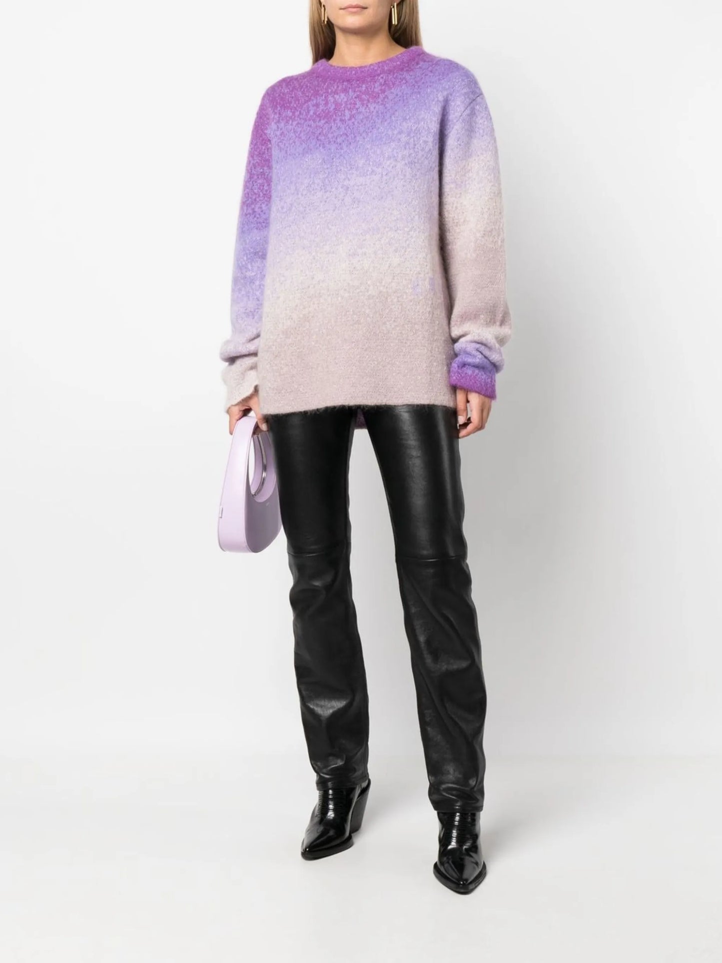 gradient-effect crew neck jumper