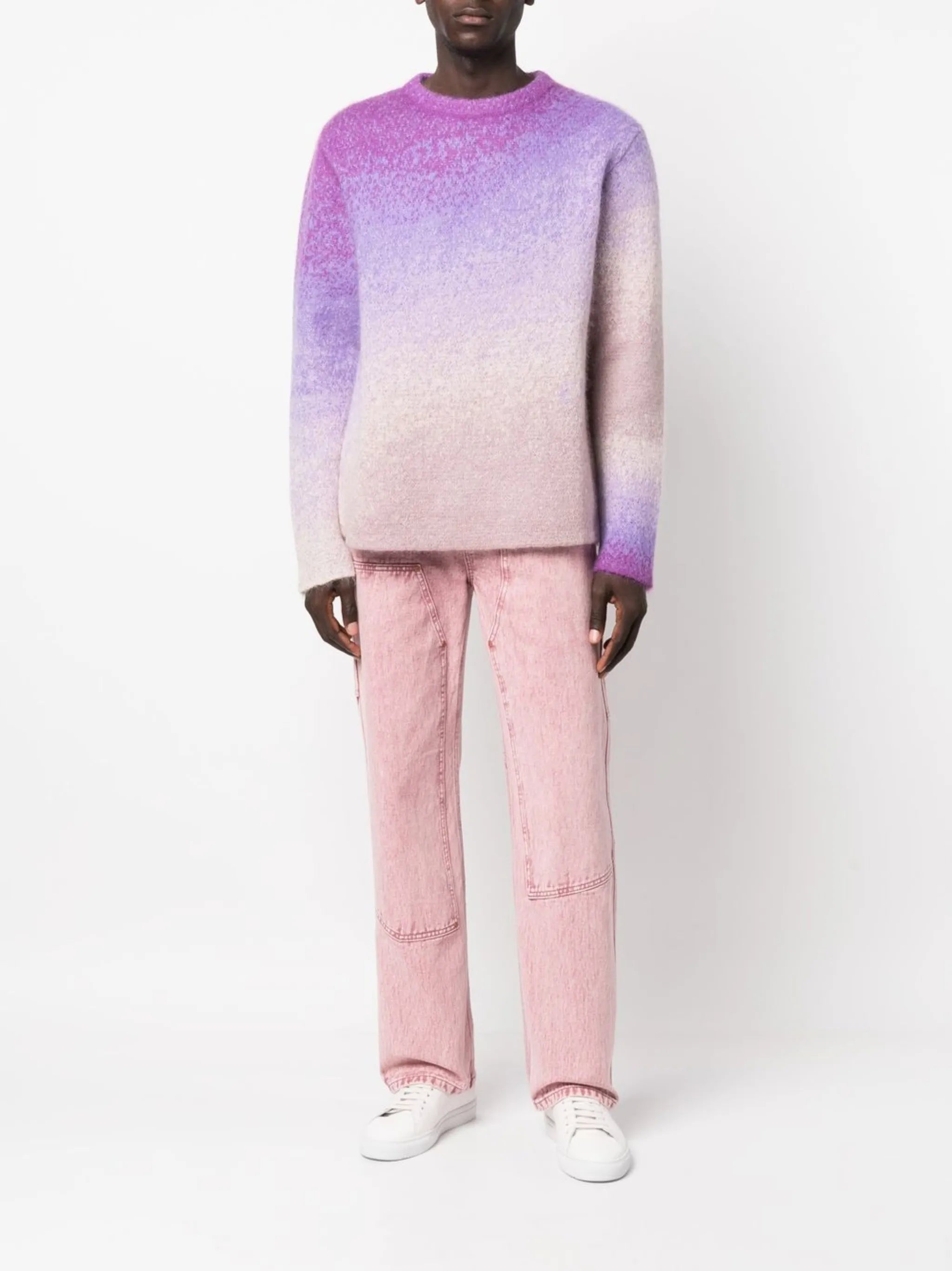 gradient-effect crew neck jumper