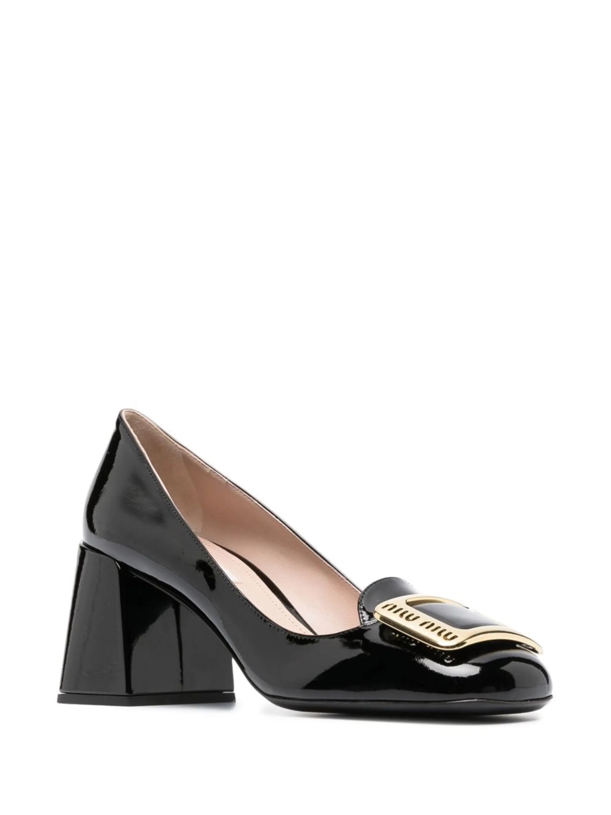 65mm logo-buckle block-heel pumps