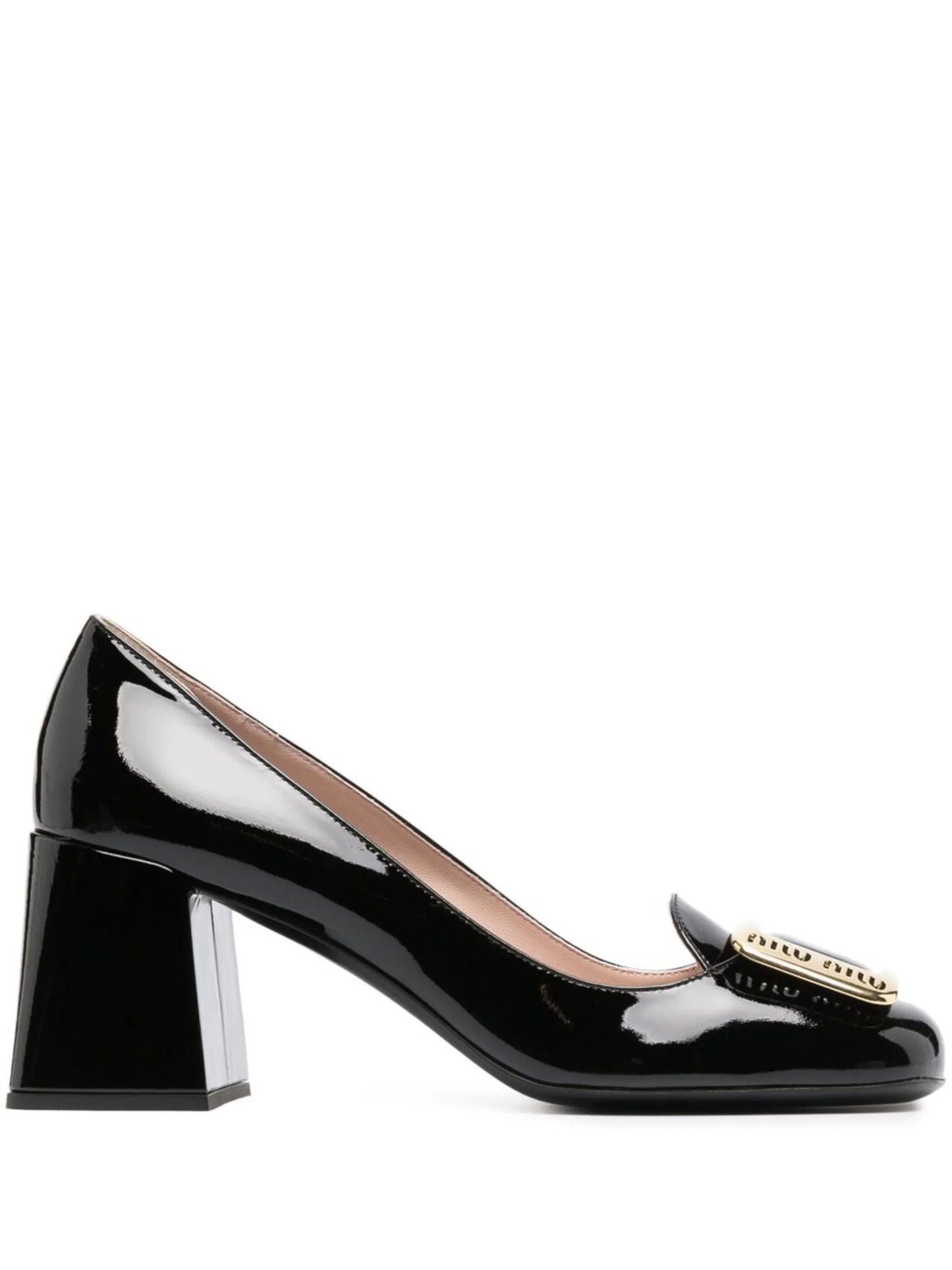 65mm logo-buckle block-heel pumps