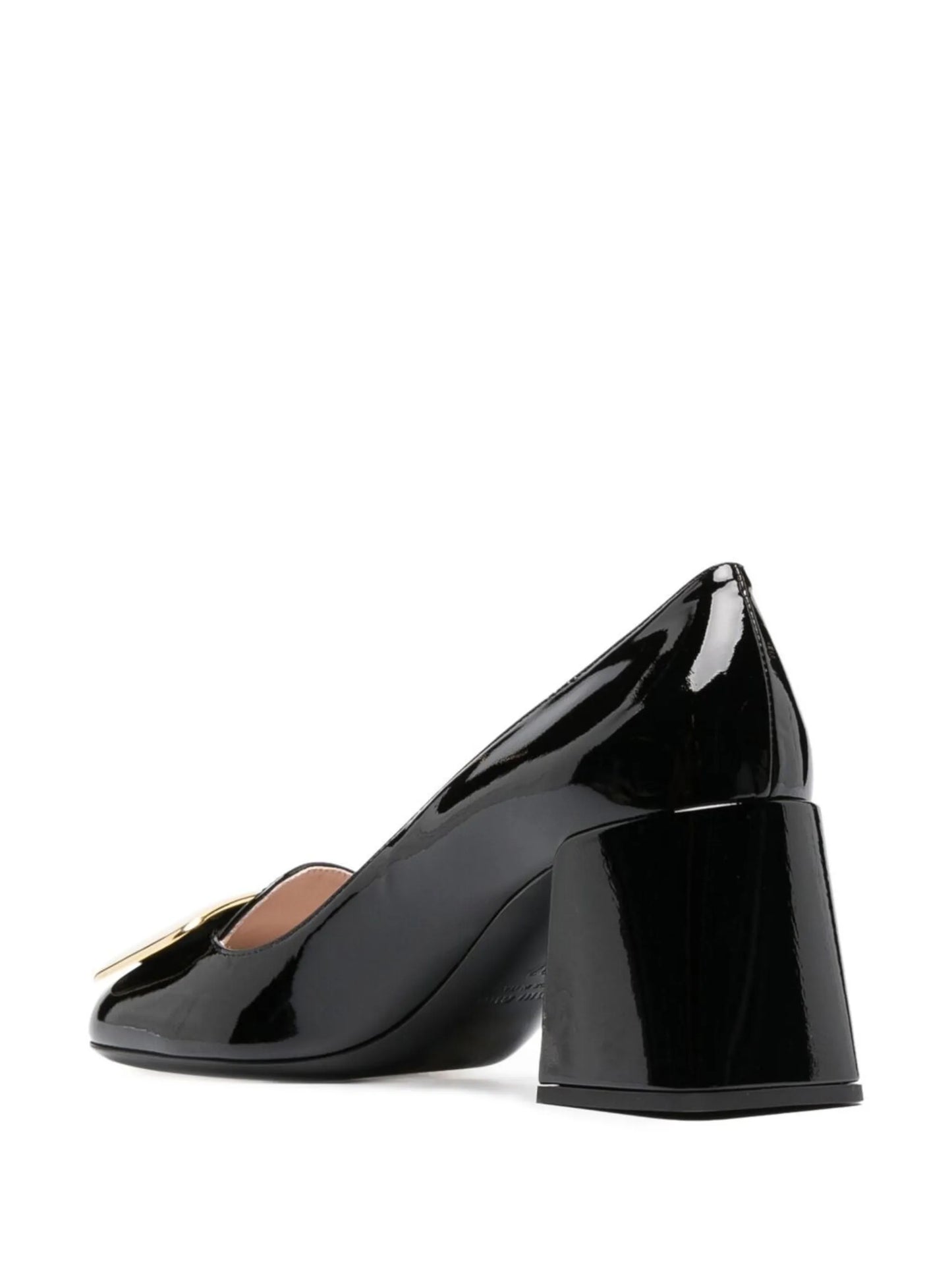 65mm logo-buckle block-heel pumps