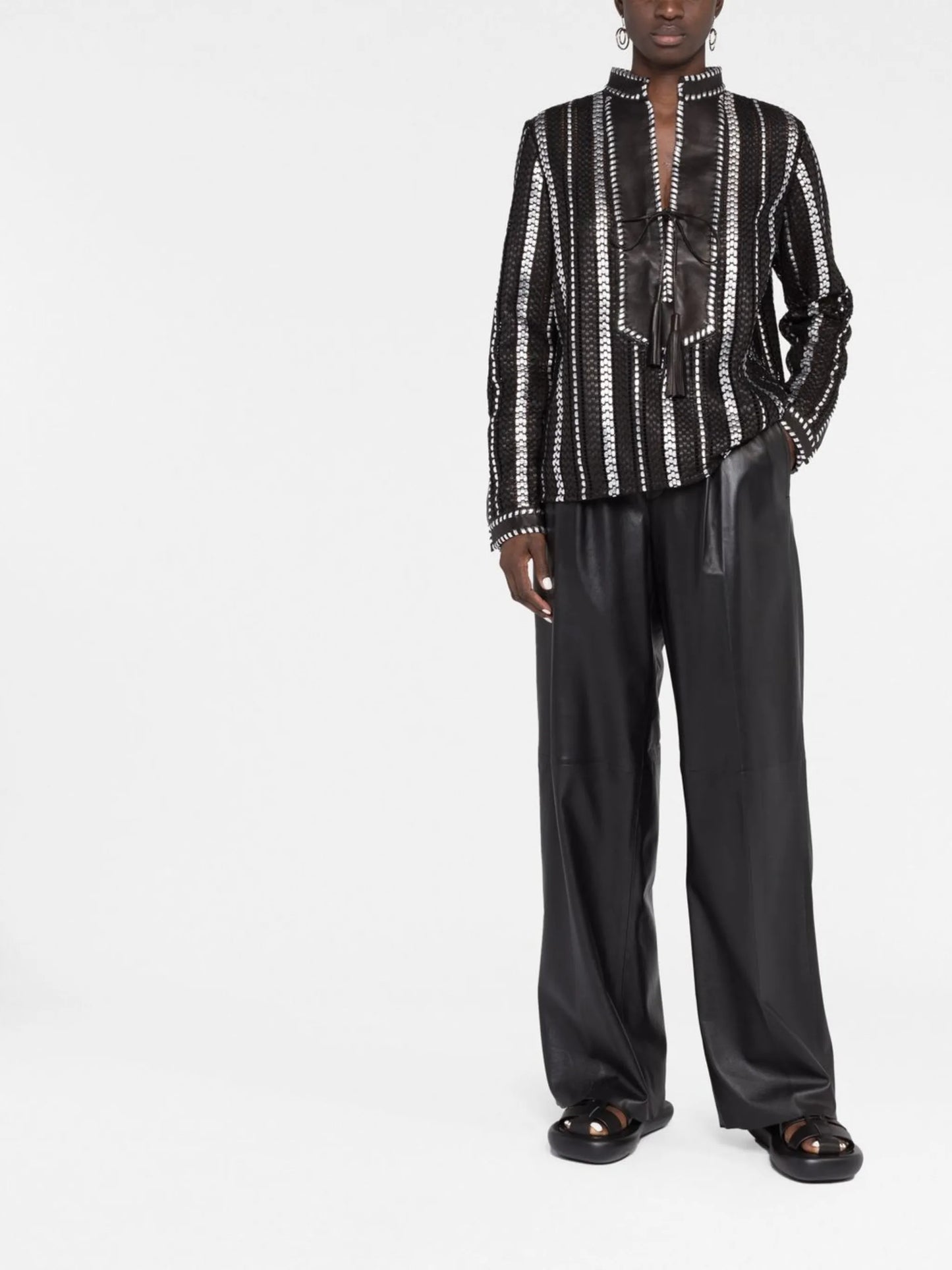 whipstitch-detail long-sleeve shirt
