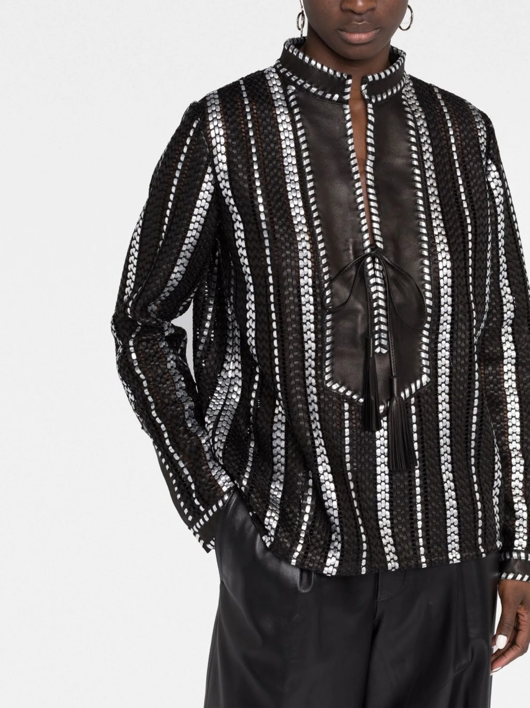 whipstitch-detail long-sleeve shirt