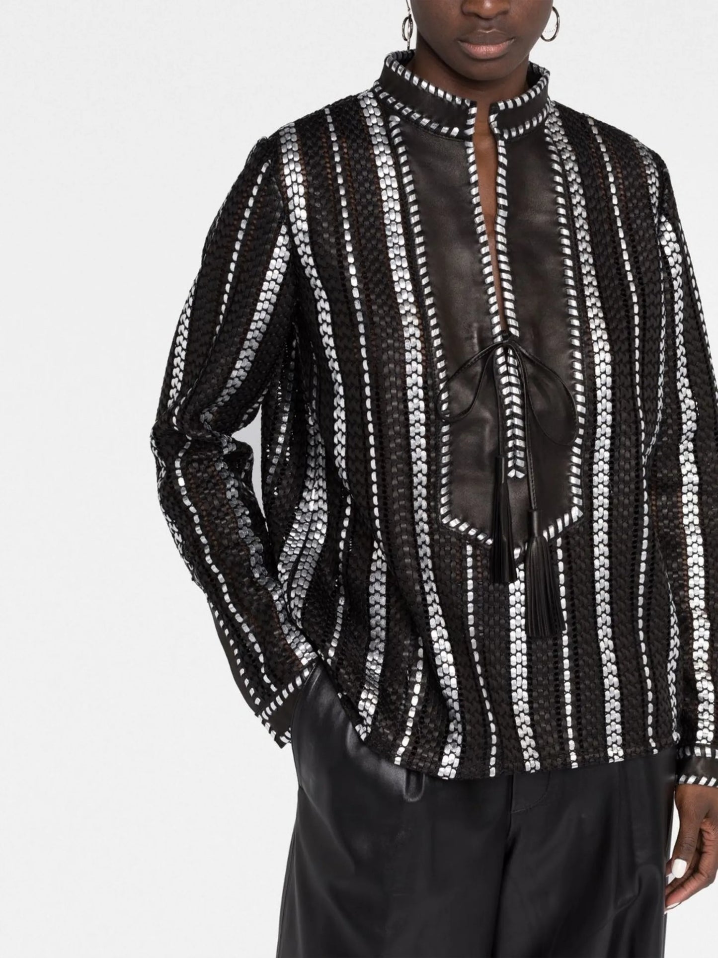 whipstitch-detail long-sleeve shirt