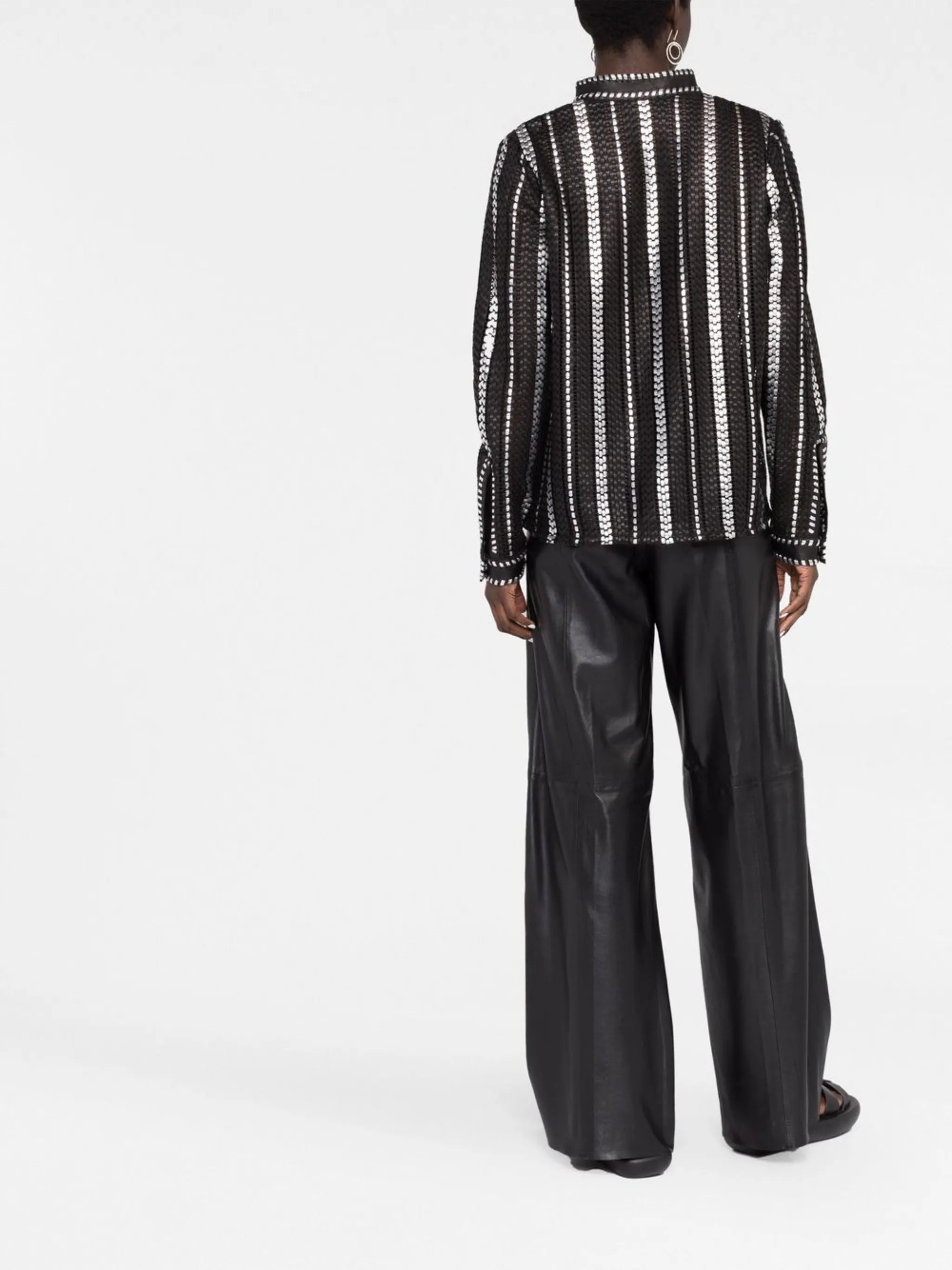 whipstitch-detail long-sleeve shirt