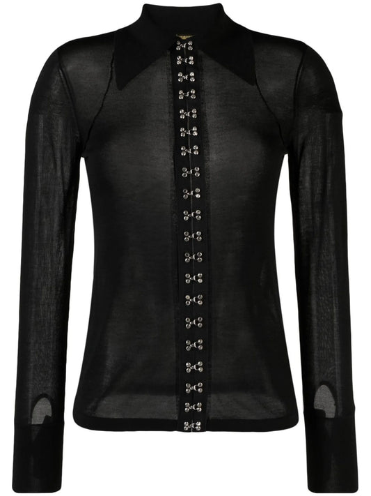 crystal-embellished tencel shirt