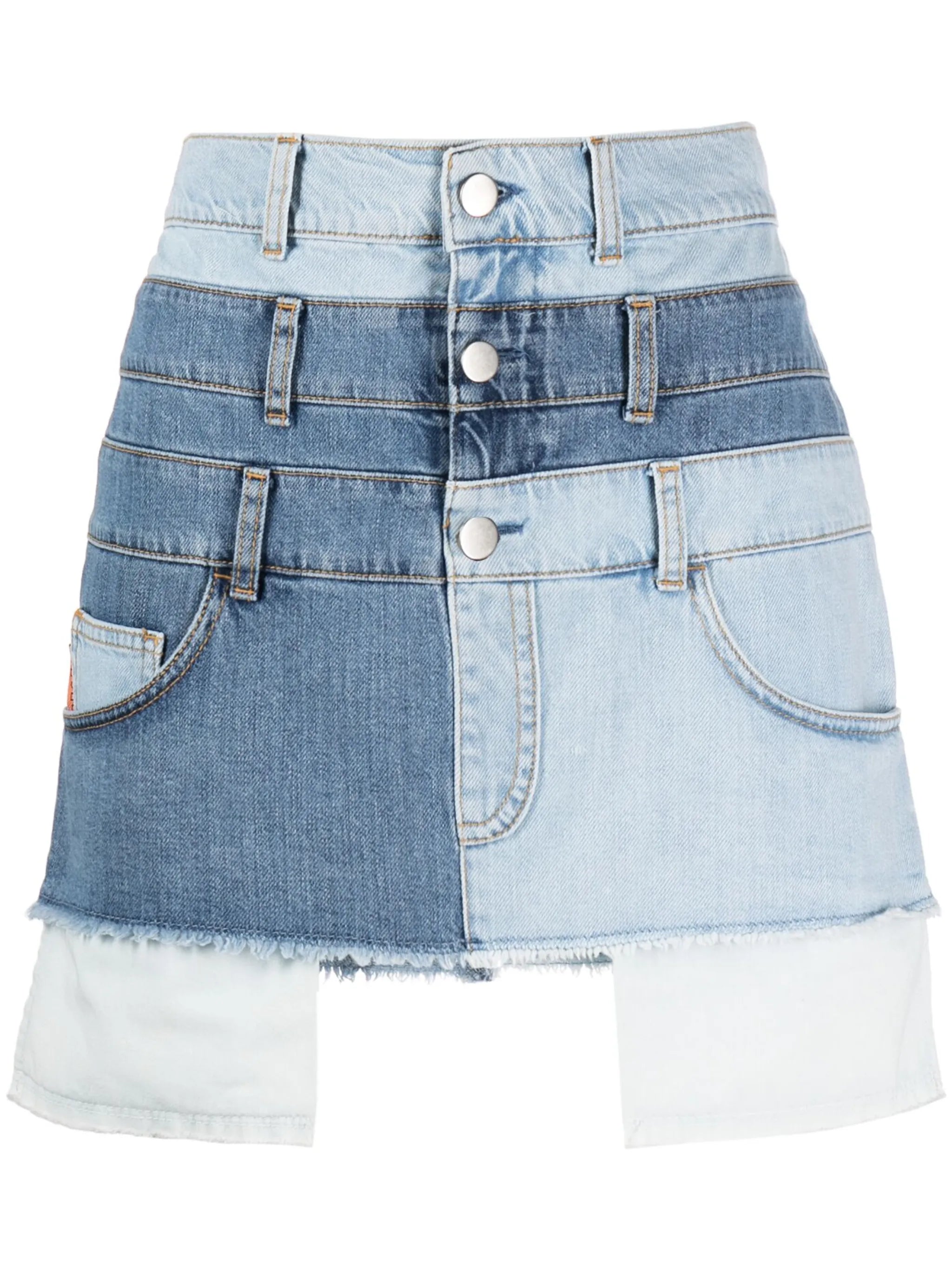 layered-design denim skirt