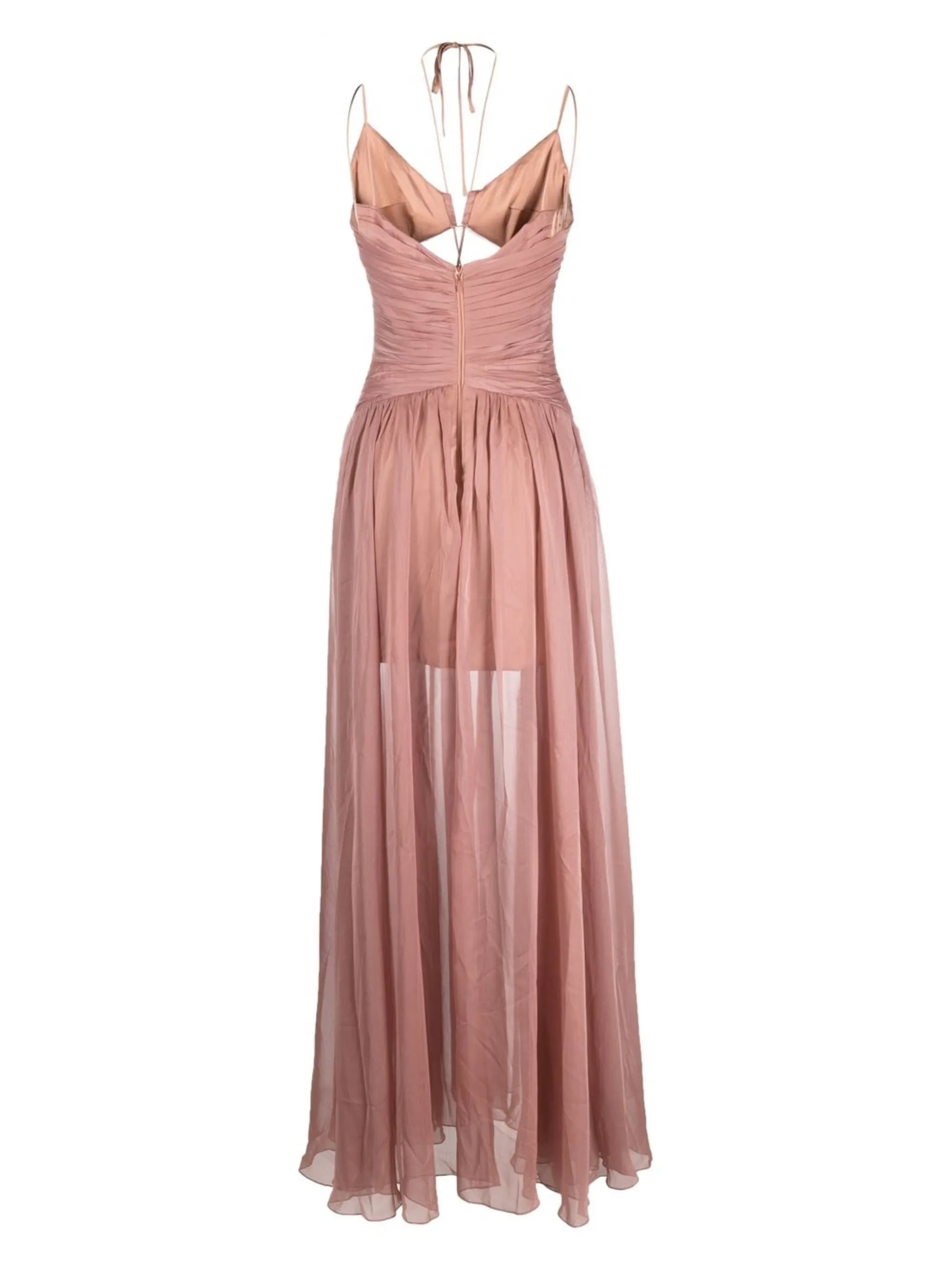 pleated cut-out halterneck maxi dress