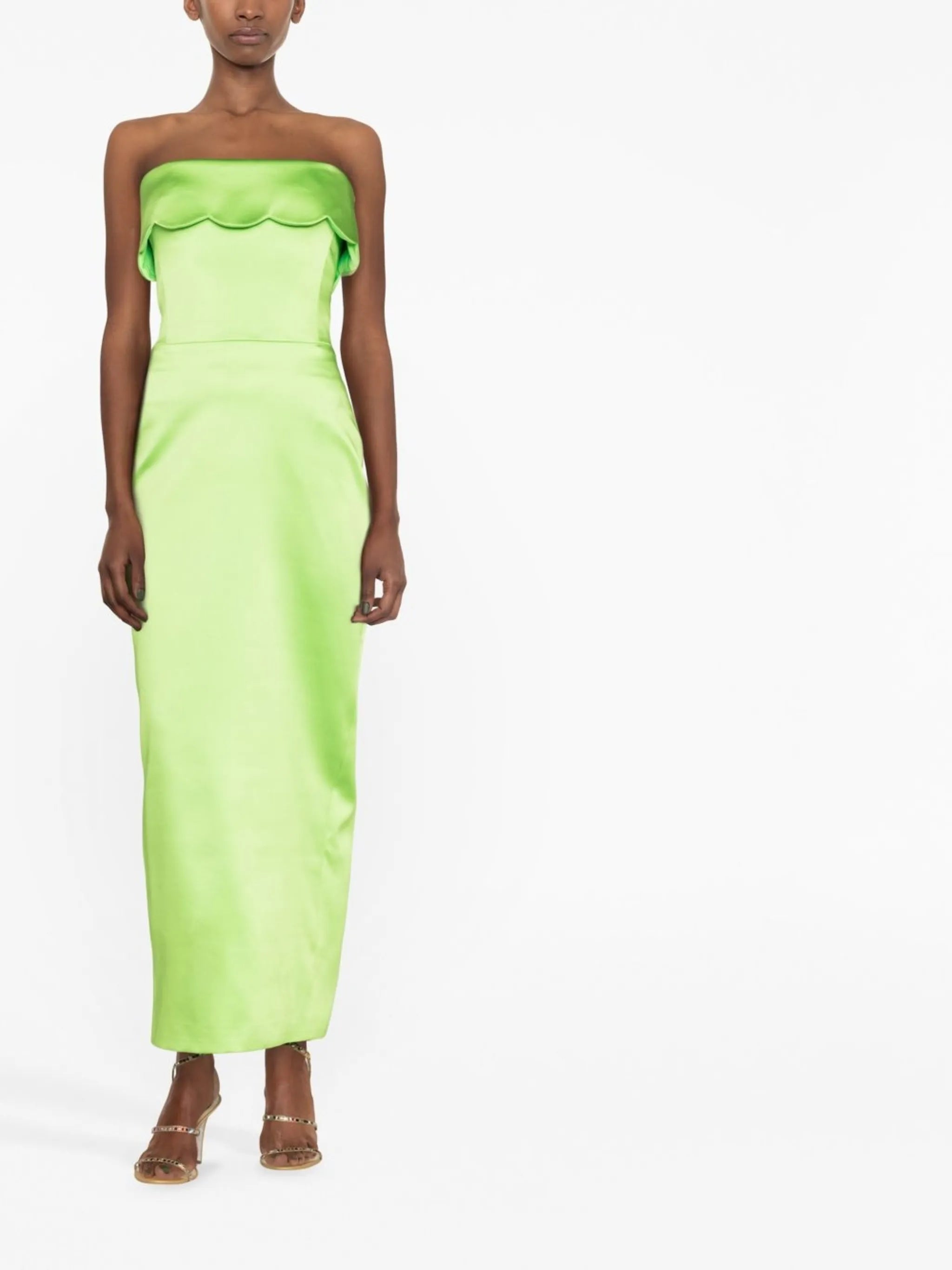 scallop-edge strapless dress
