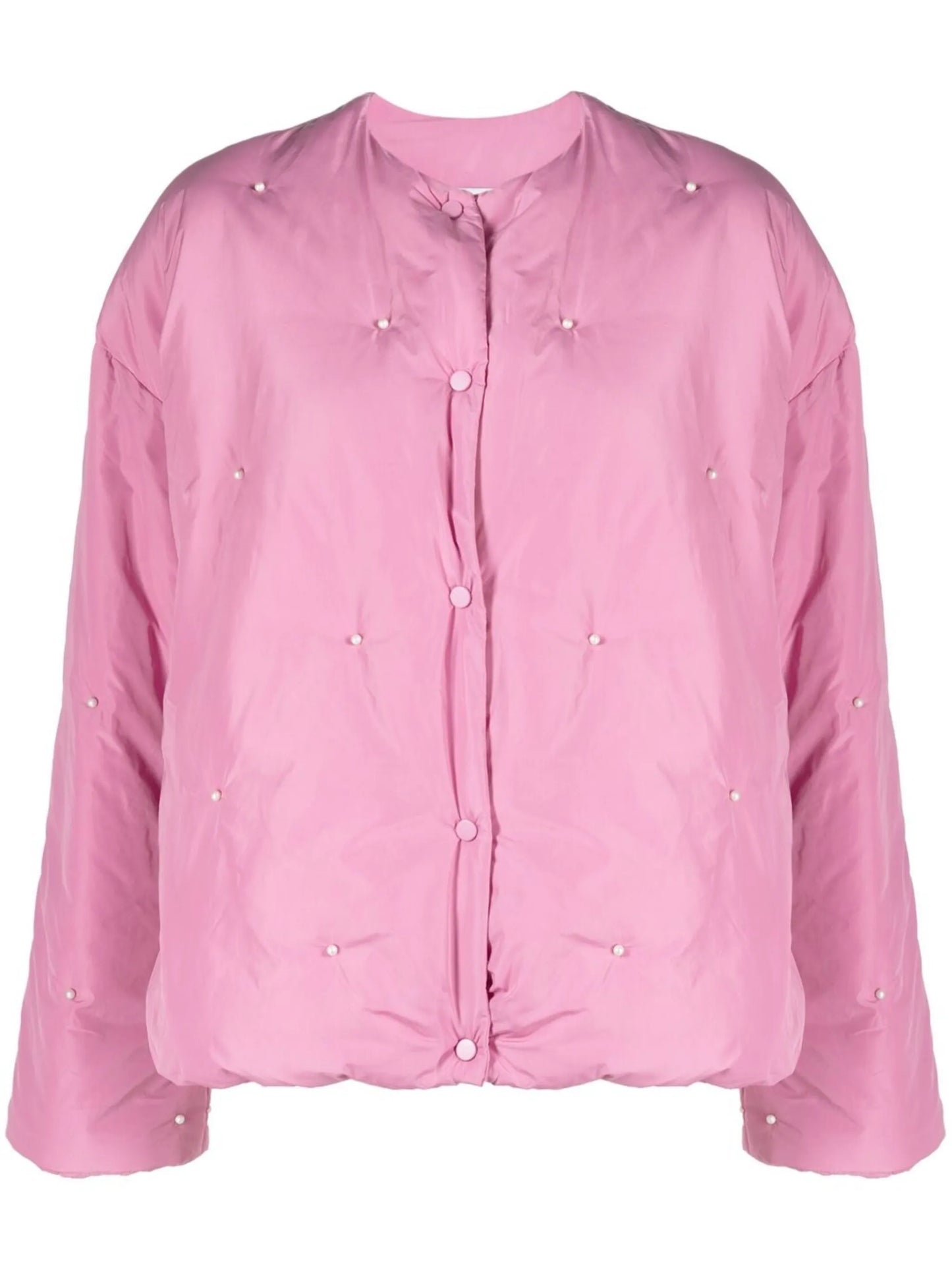 faux pearl-embellished puffer jacket