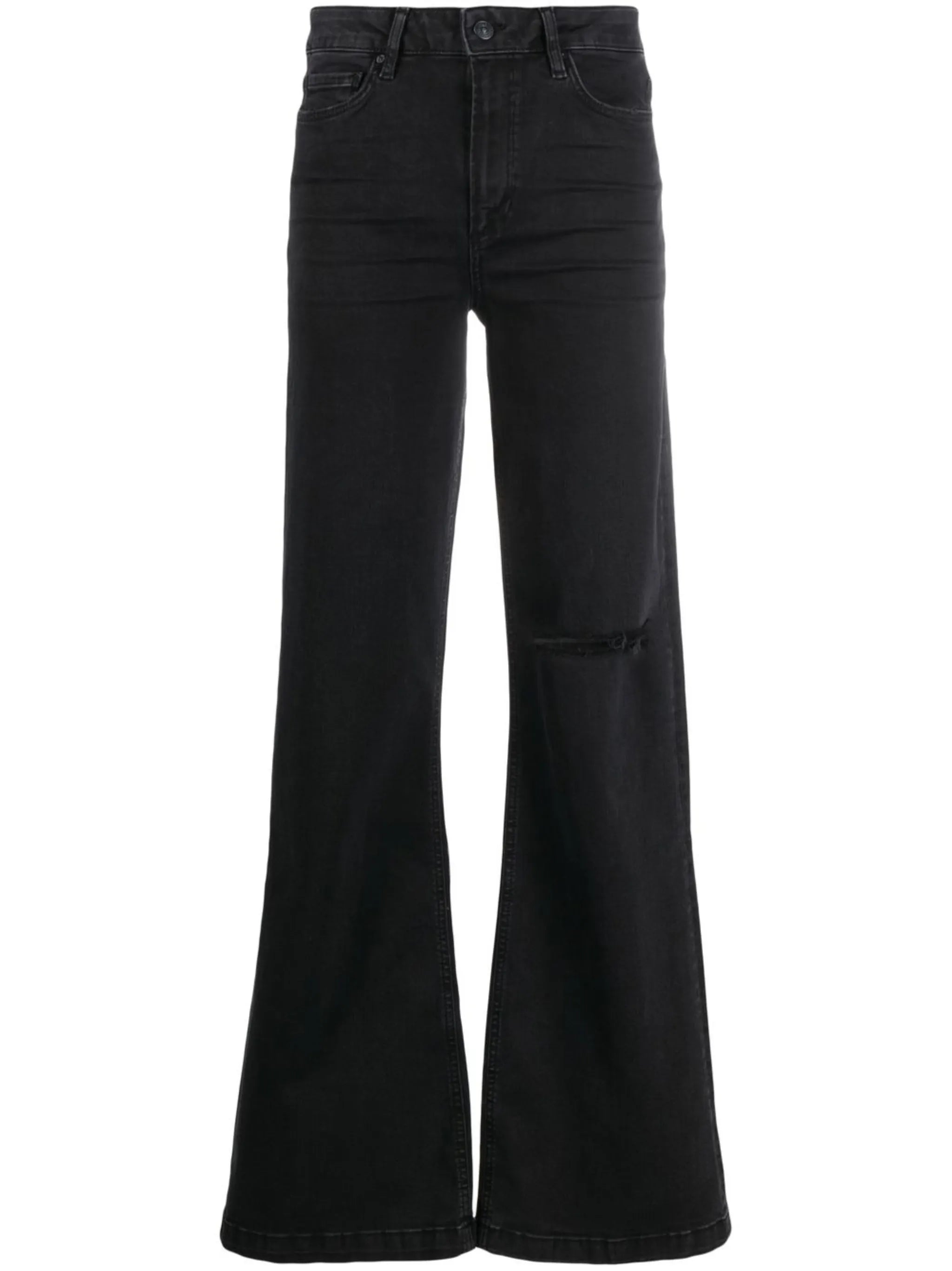 high-rise distressed flared jeans