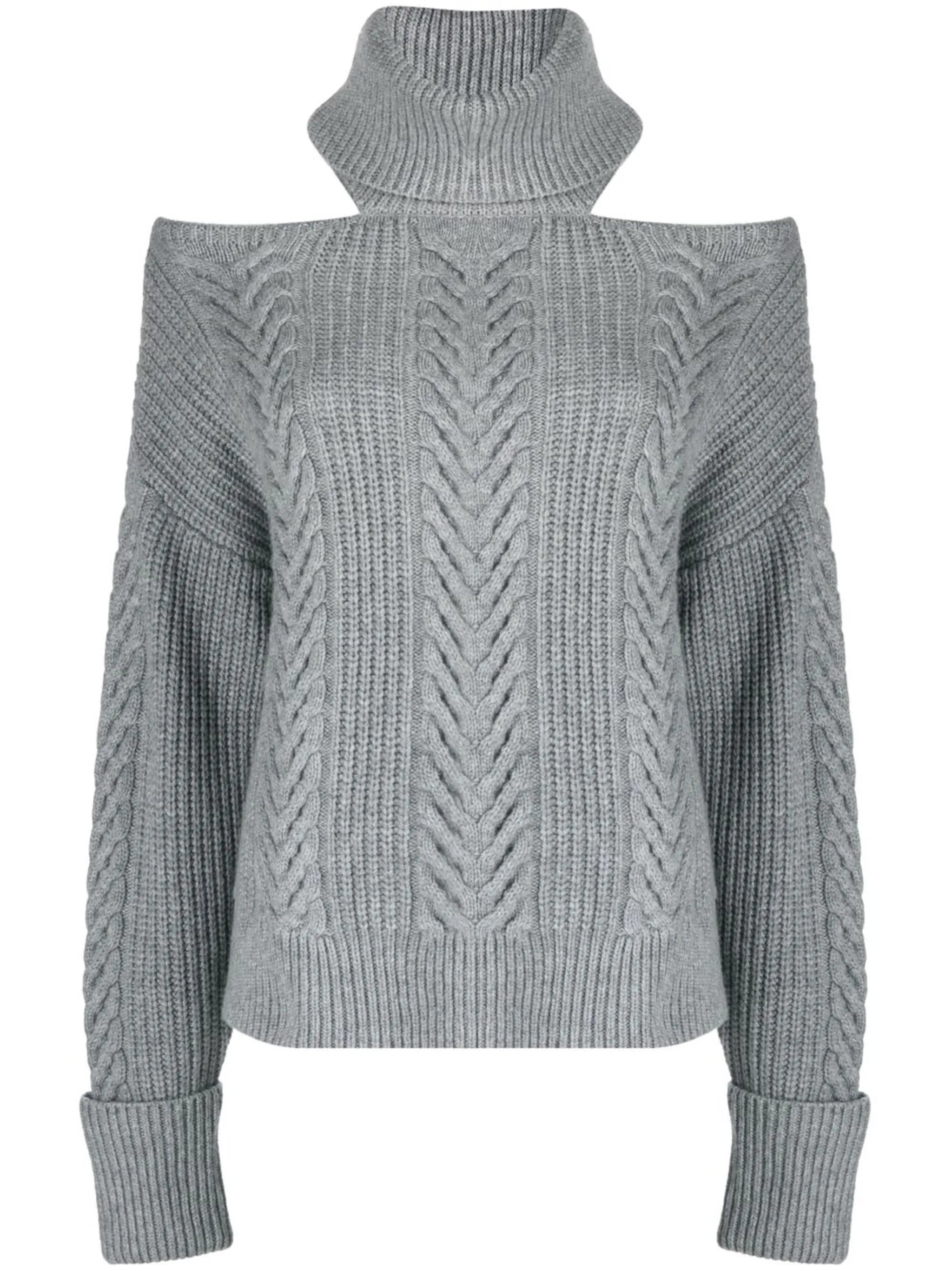 cold-shoulder cable-knit jumper