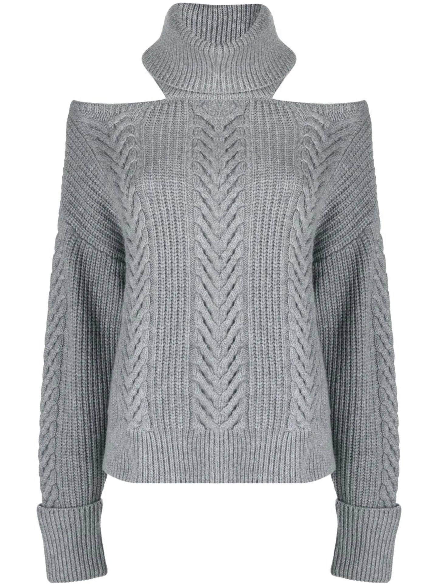 cold-shoulder cable-knit jumper