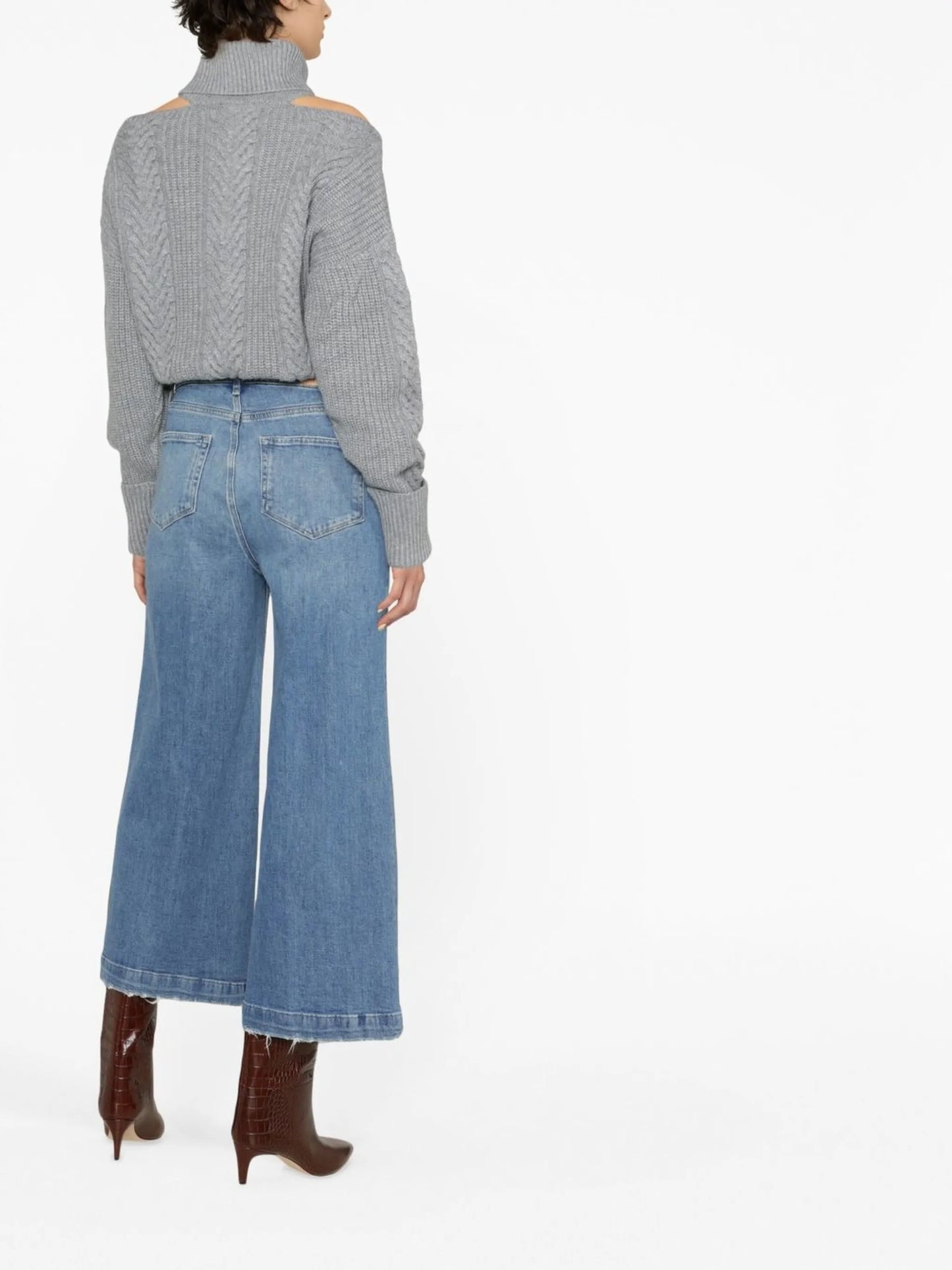 cold-shoulder cable-knit jumper