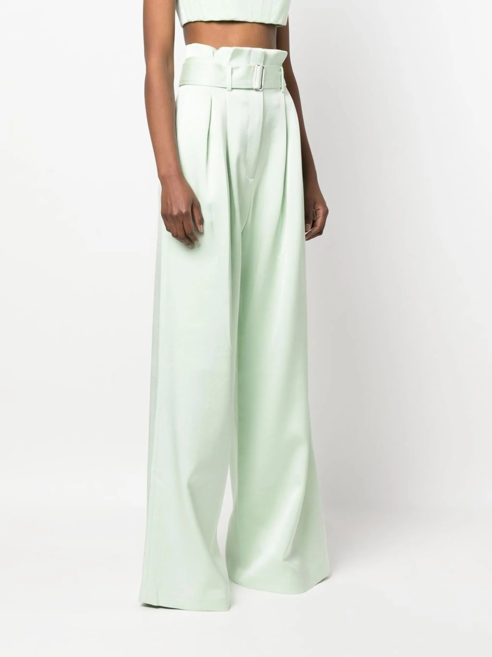 paper bag-waist palazzo trousers