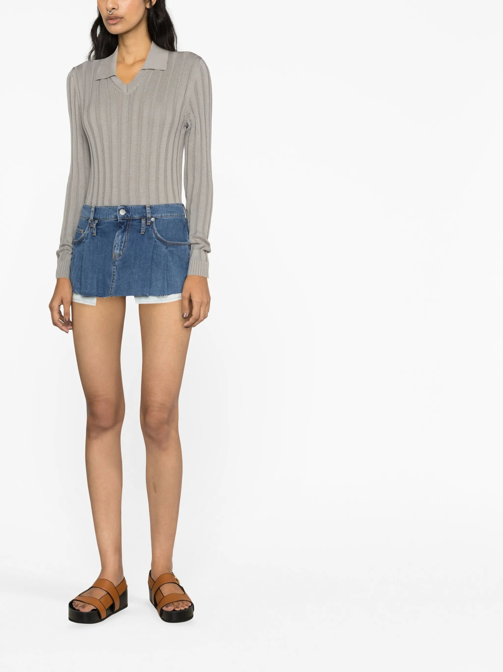 raw-cut denim miniskirt